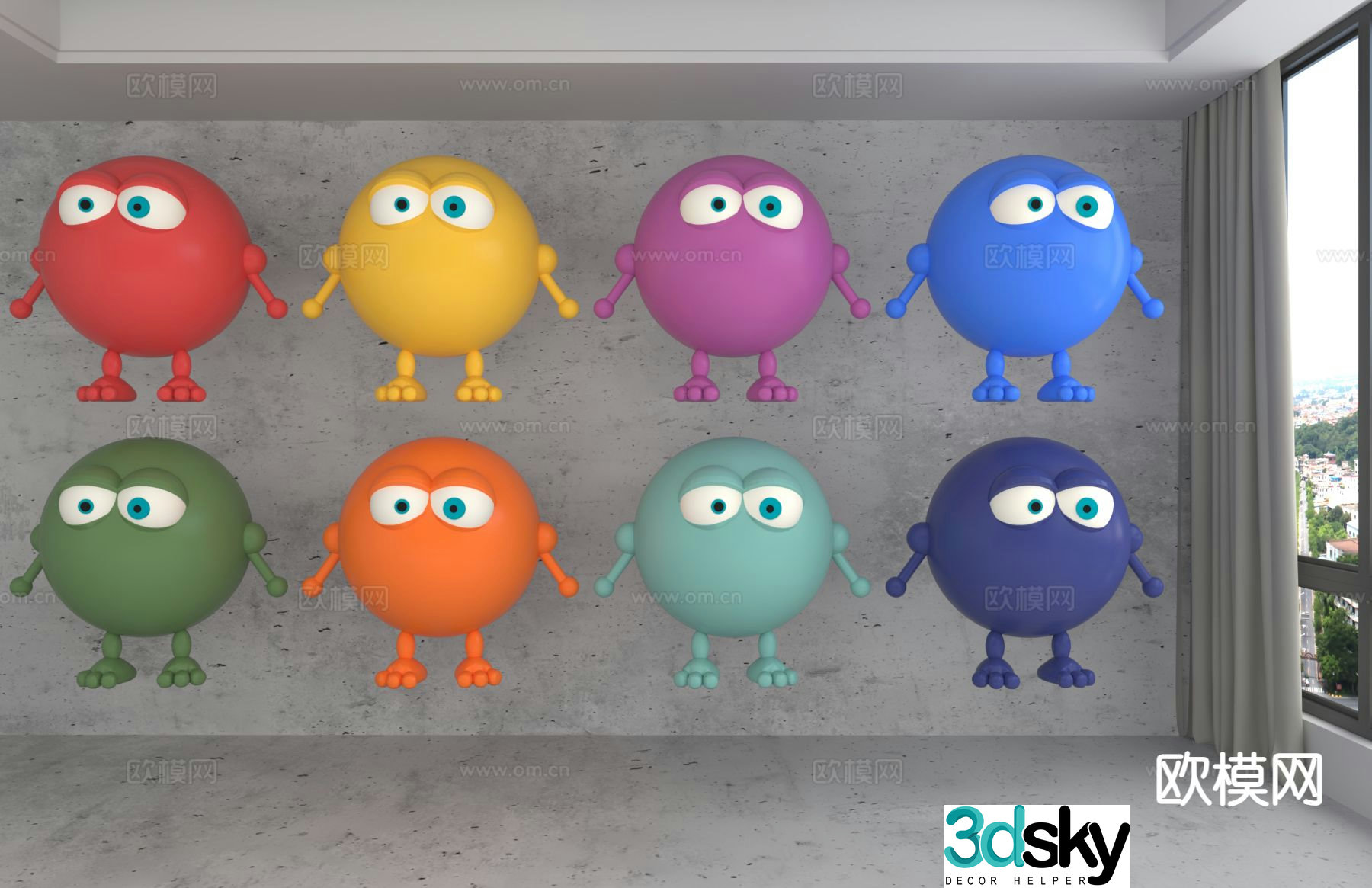 Modern cartoon trendy ornaments 3D model