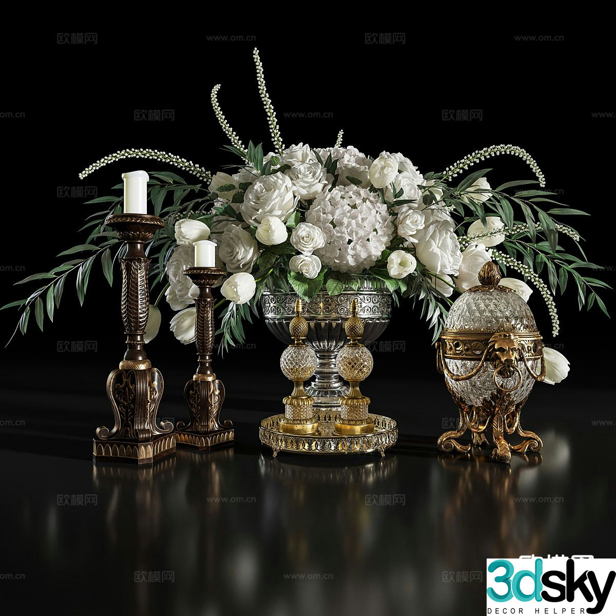 European tableware vase candlestick lamp 3d model