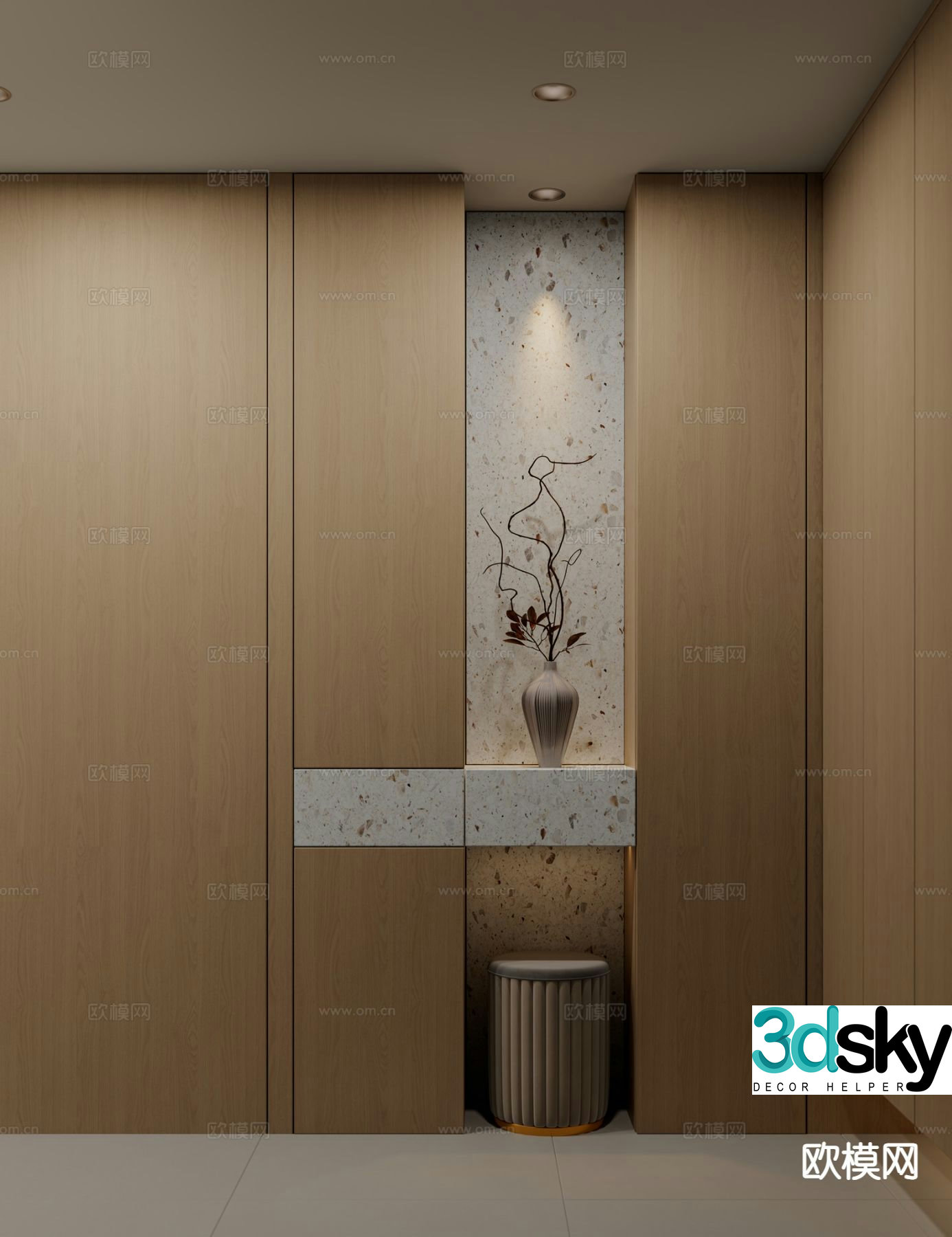 Modern entrance hall cabinet whole wall cabinet 3D model
