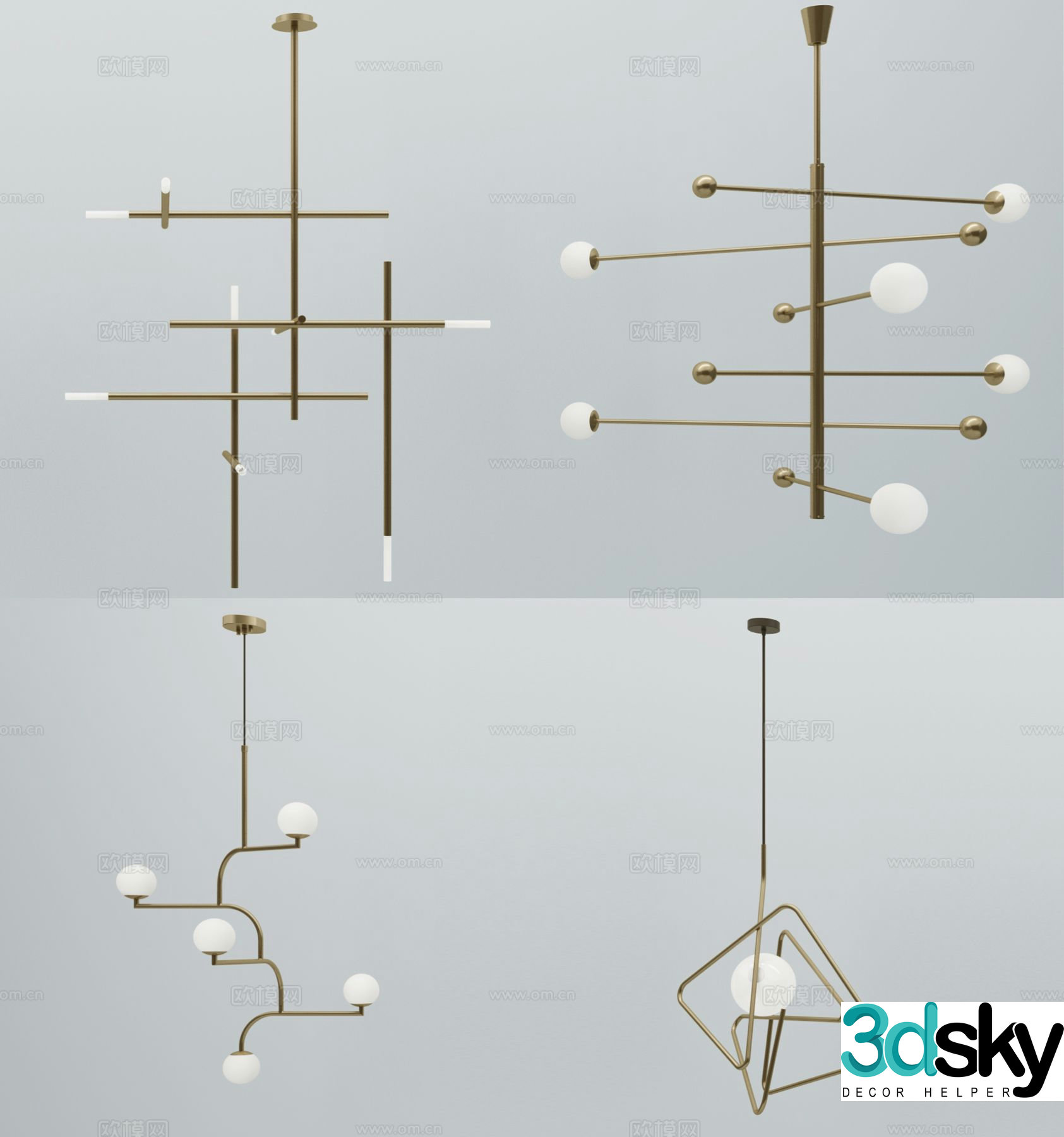 Nordic chandelier art chandelier 3d model