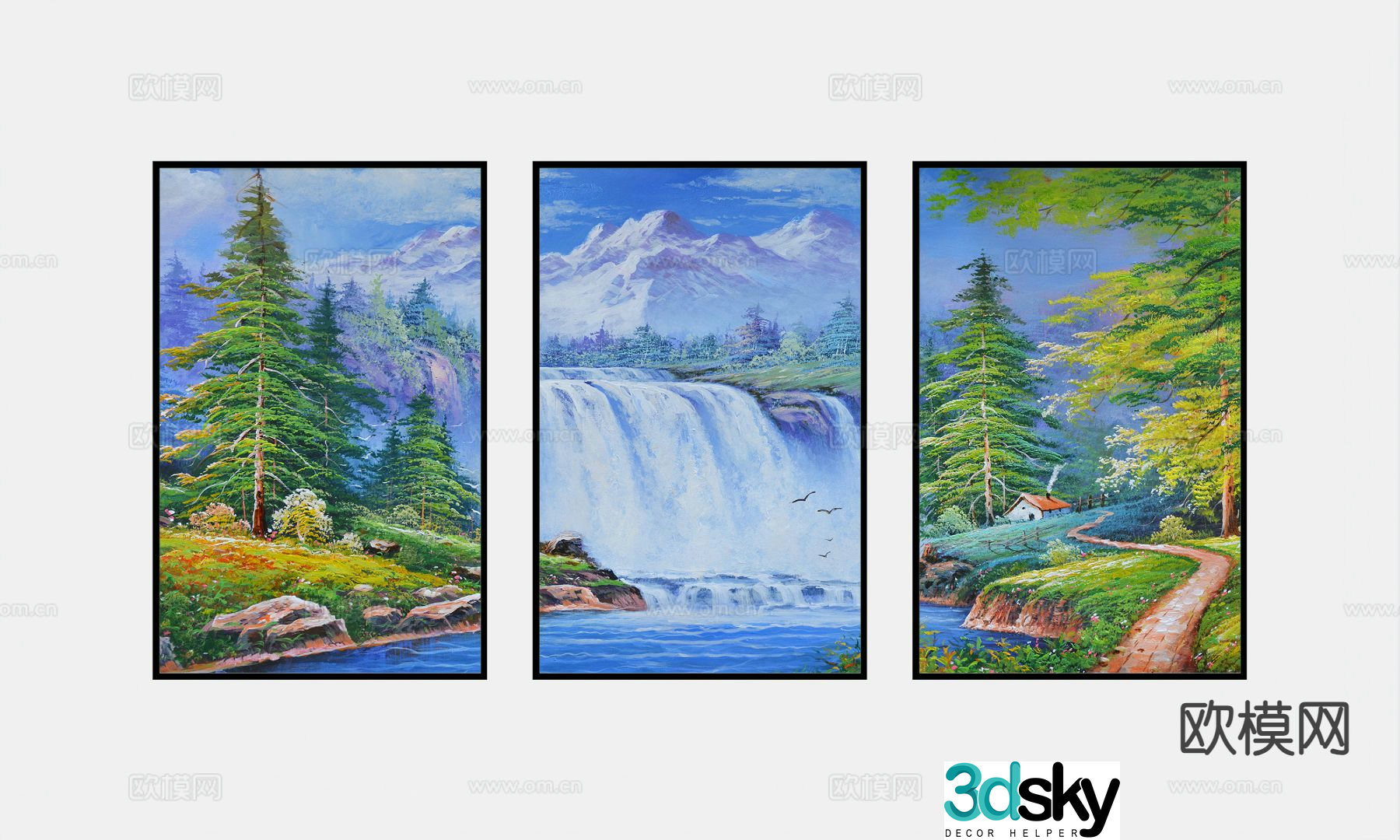 Decorative painting oil painting landscape painting hanging painting 3d model