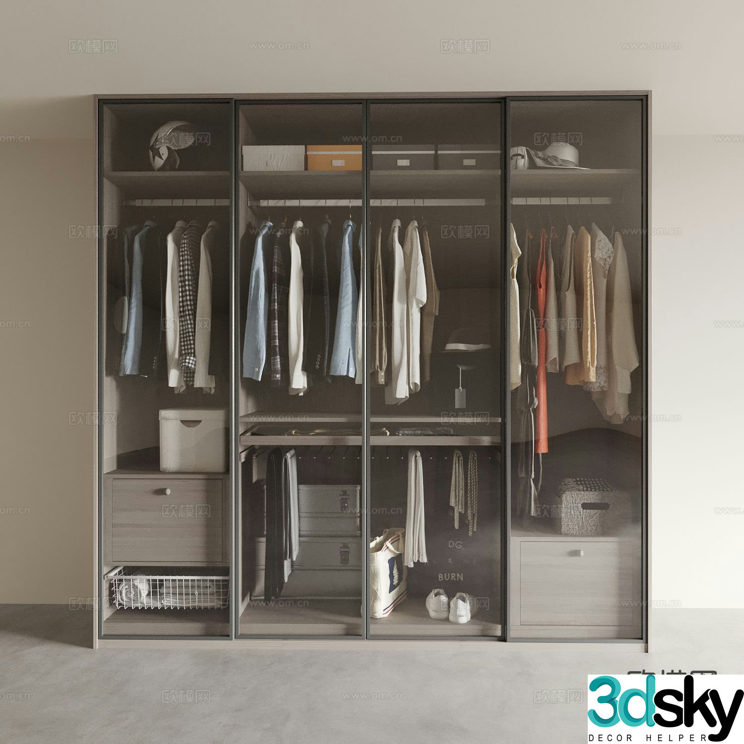Modern glass wardrobe 3d model