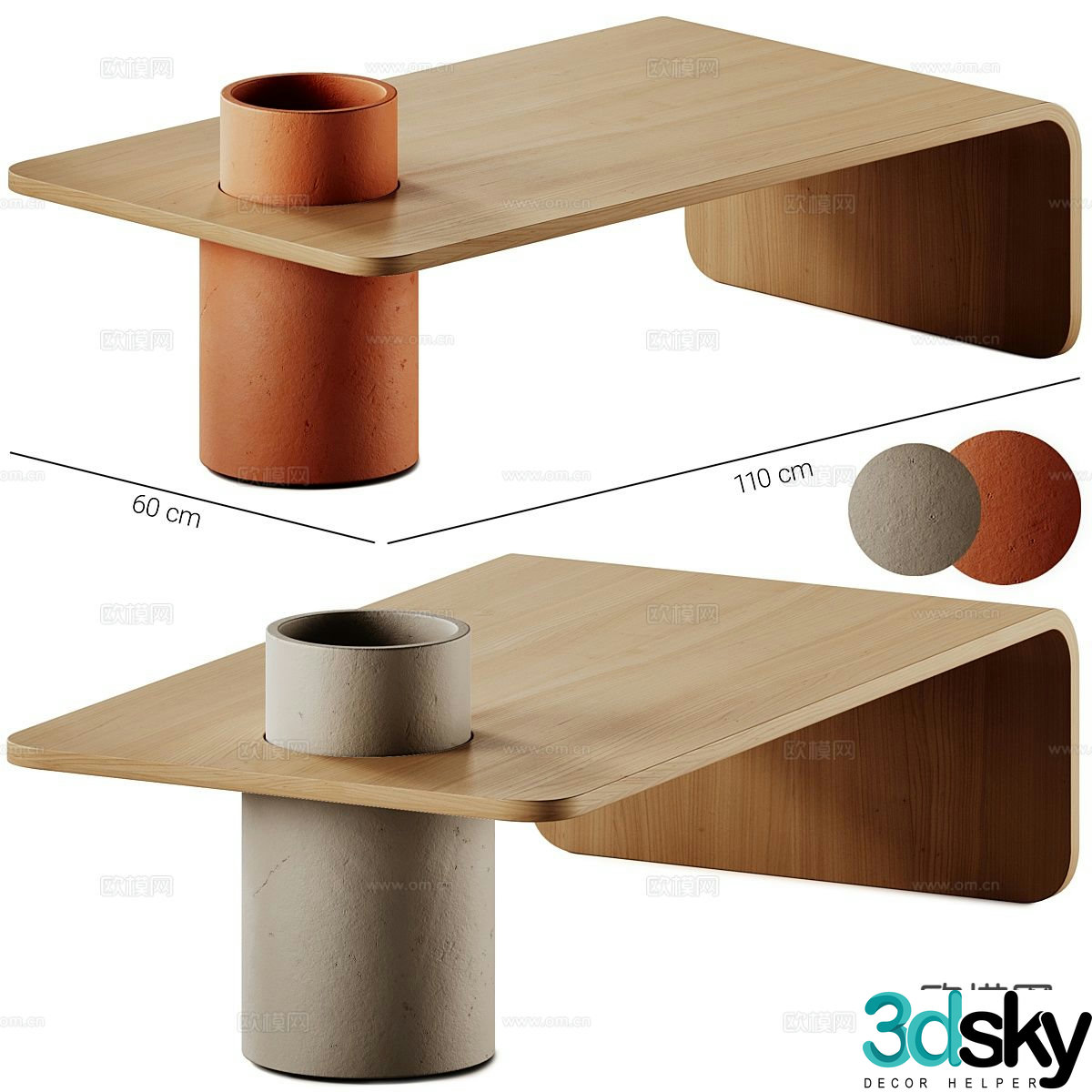 Log style coffee table 3D model