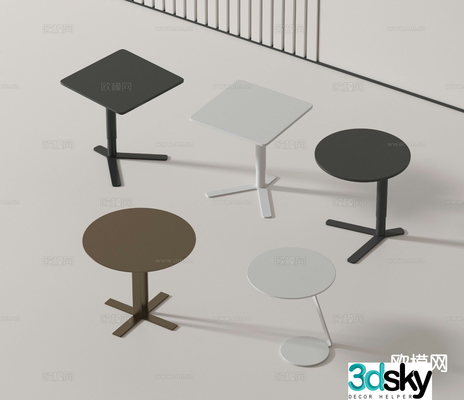 Modern side table corner table round table 3D model