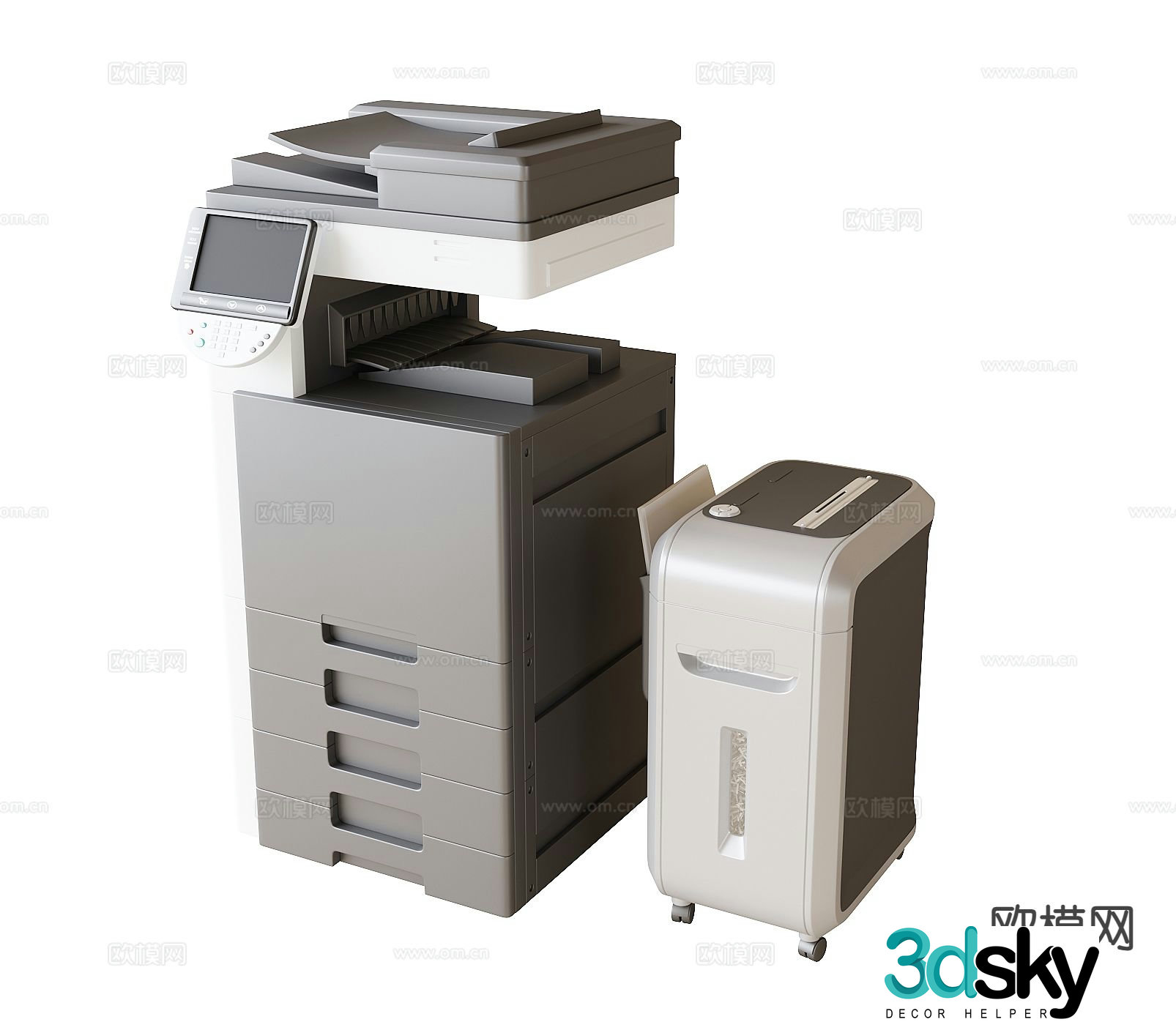 modern printer copy shredder 3d model