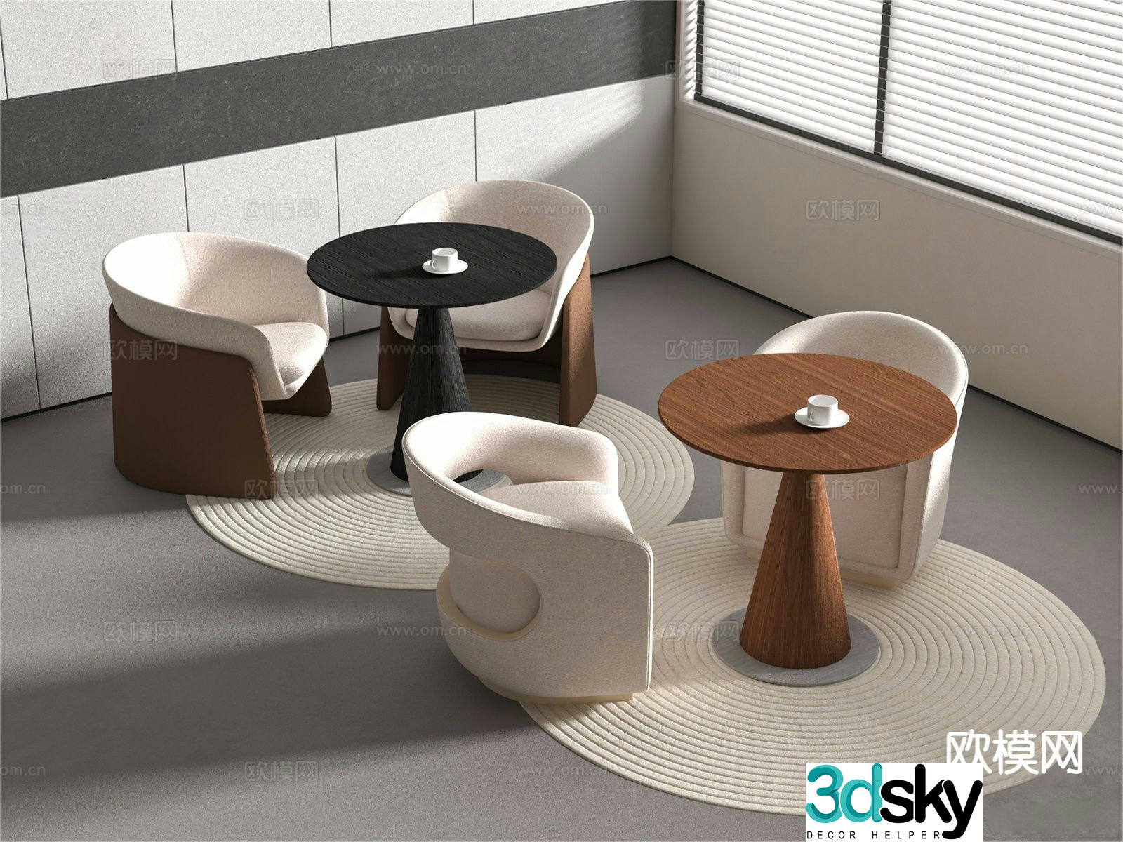 Modern negotiation tables and chairs leisure tables and chairs 3D model