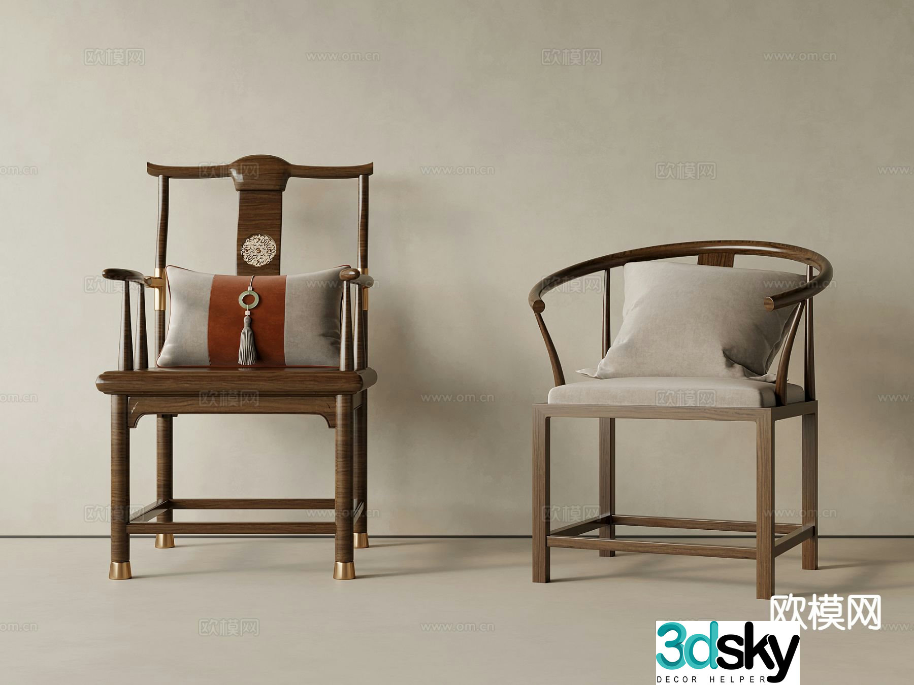 New Chinese style chair arm chair Taishi chair 3d model