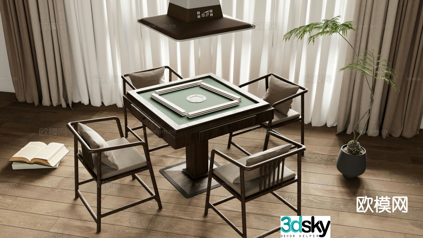 New Chinese style mahjong table entertainment table 3d model