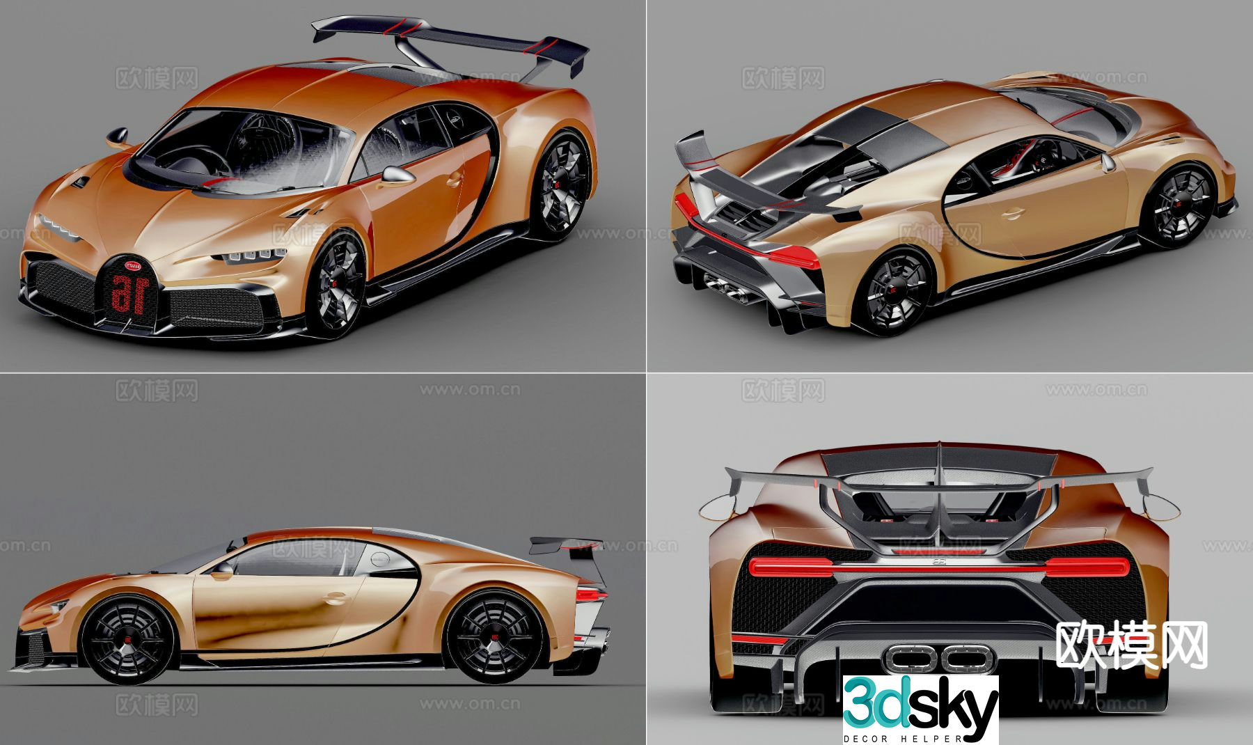 bugatti topg sports car supercar car 3d model