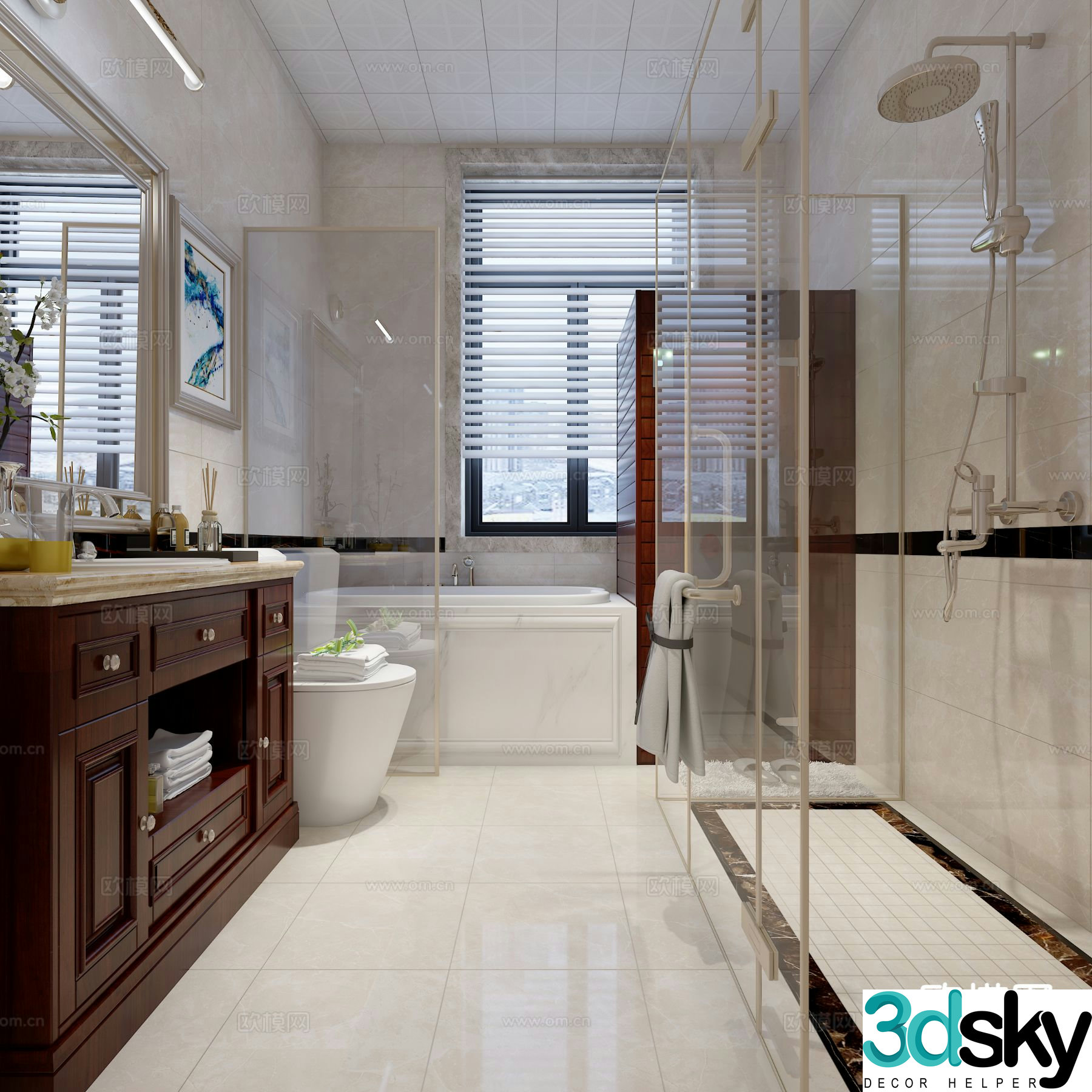 American bathroom bathroom 3d model