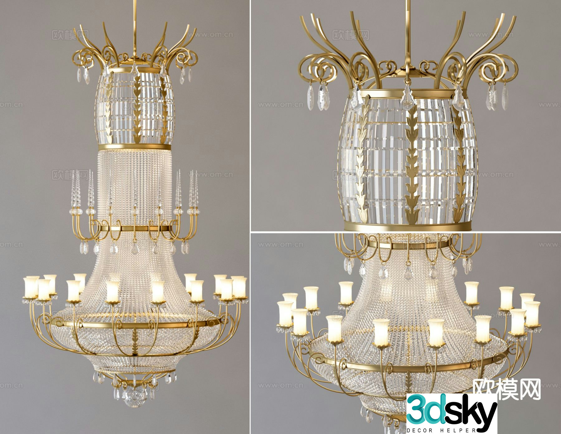 European classical crystal lamp art lamp 3d model
