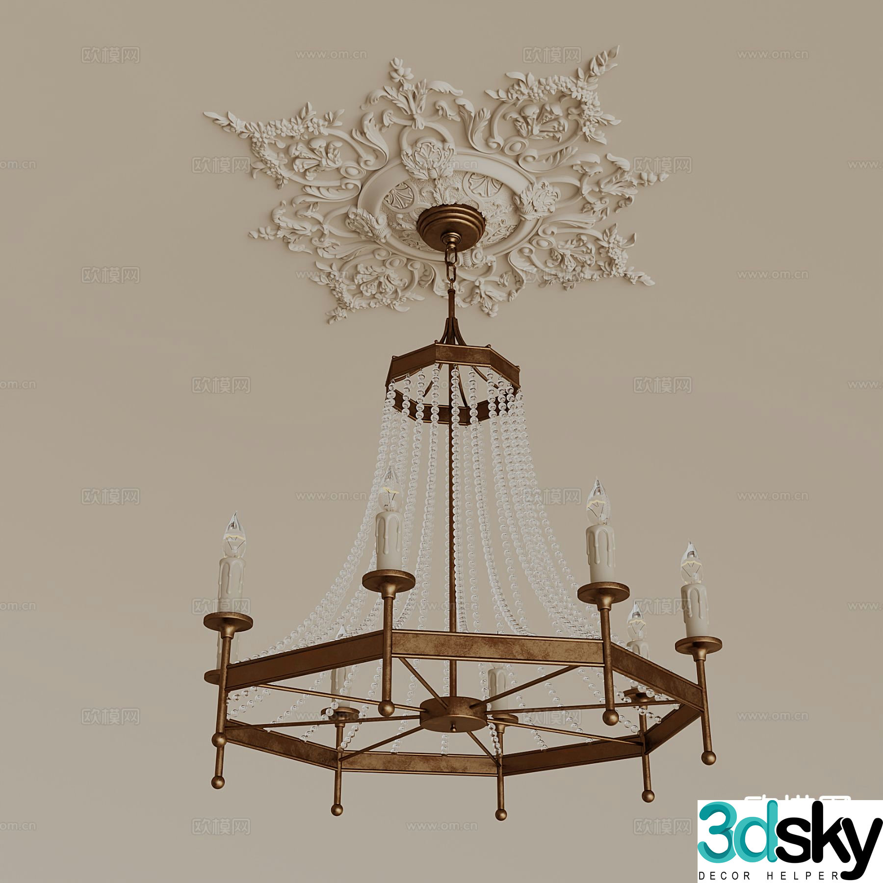 American multi-head chandelier 3d model