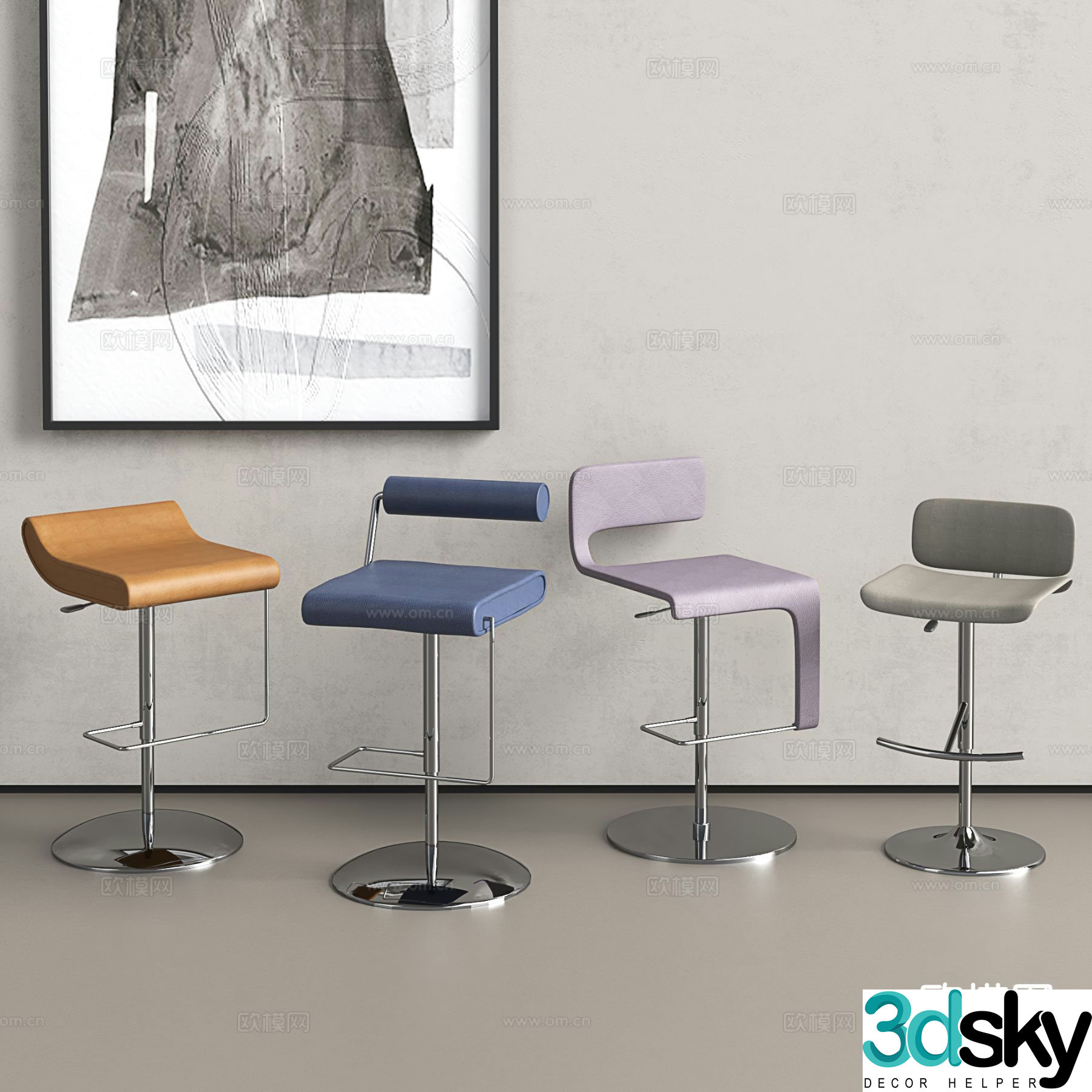 Modern bar stool bar stool high stool 3d model