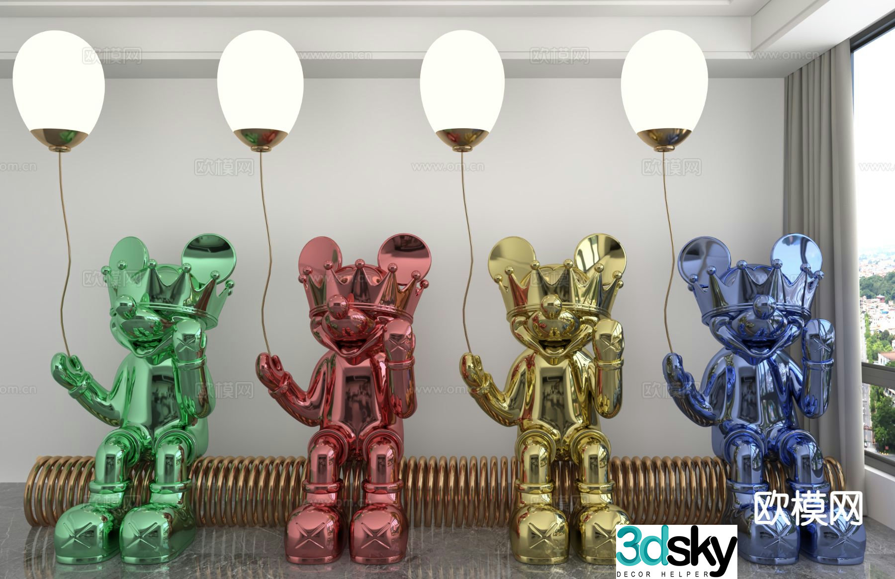 Modern trendy ornaments 3D model