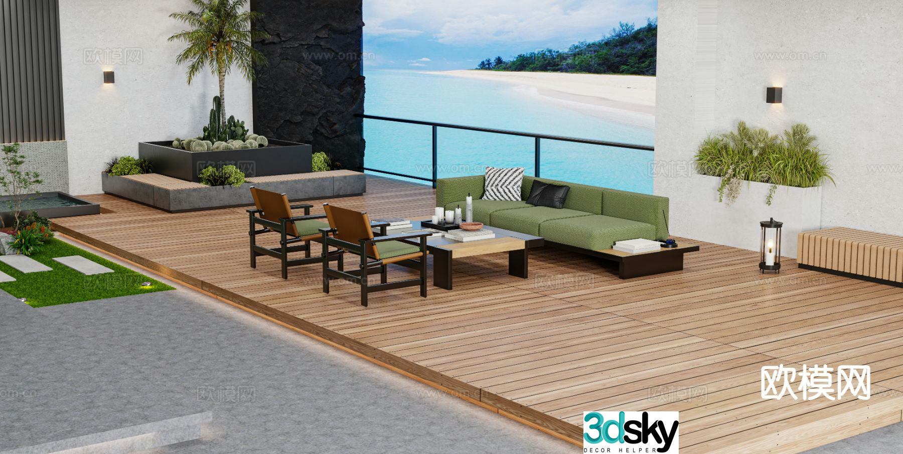 outdoor sofa sectional sofa beach sofa 3d model