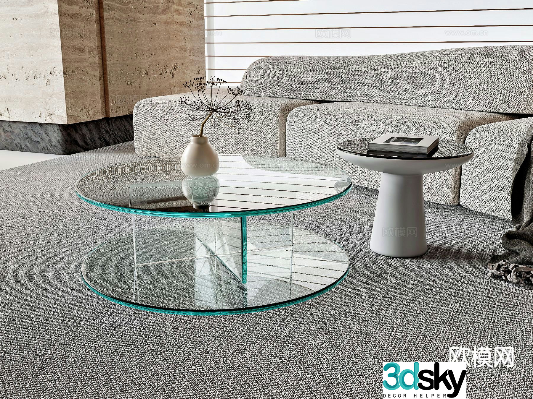 Modern glass coffee table 3d model