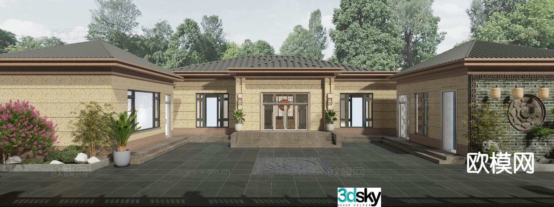 Villa courtyard garden 3d model