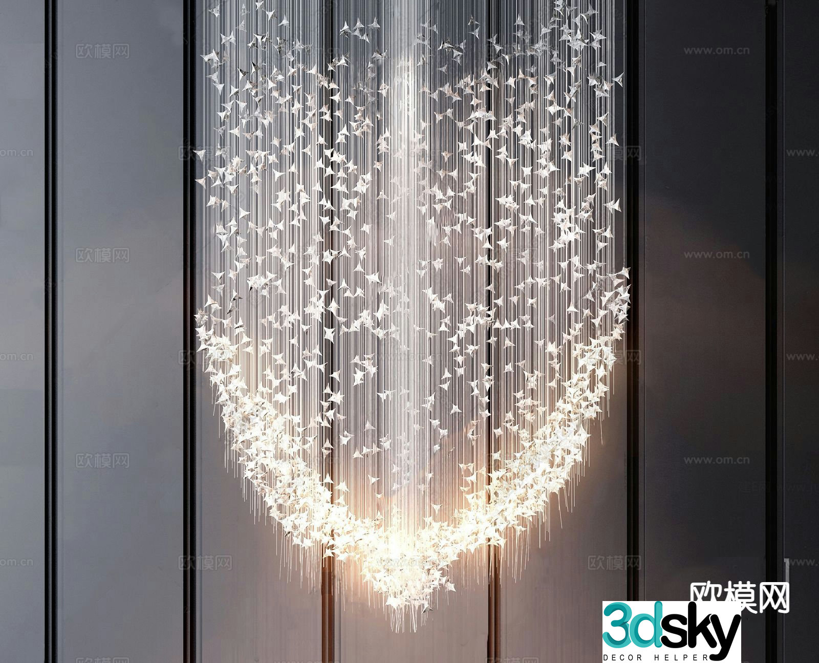 Light luxury crystal lamp lobby lamp tassel lamp 3D model