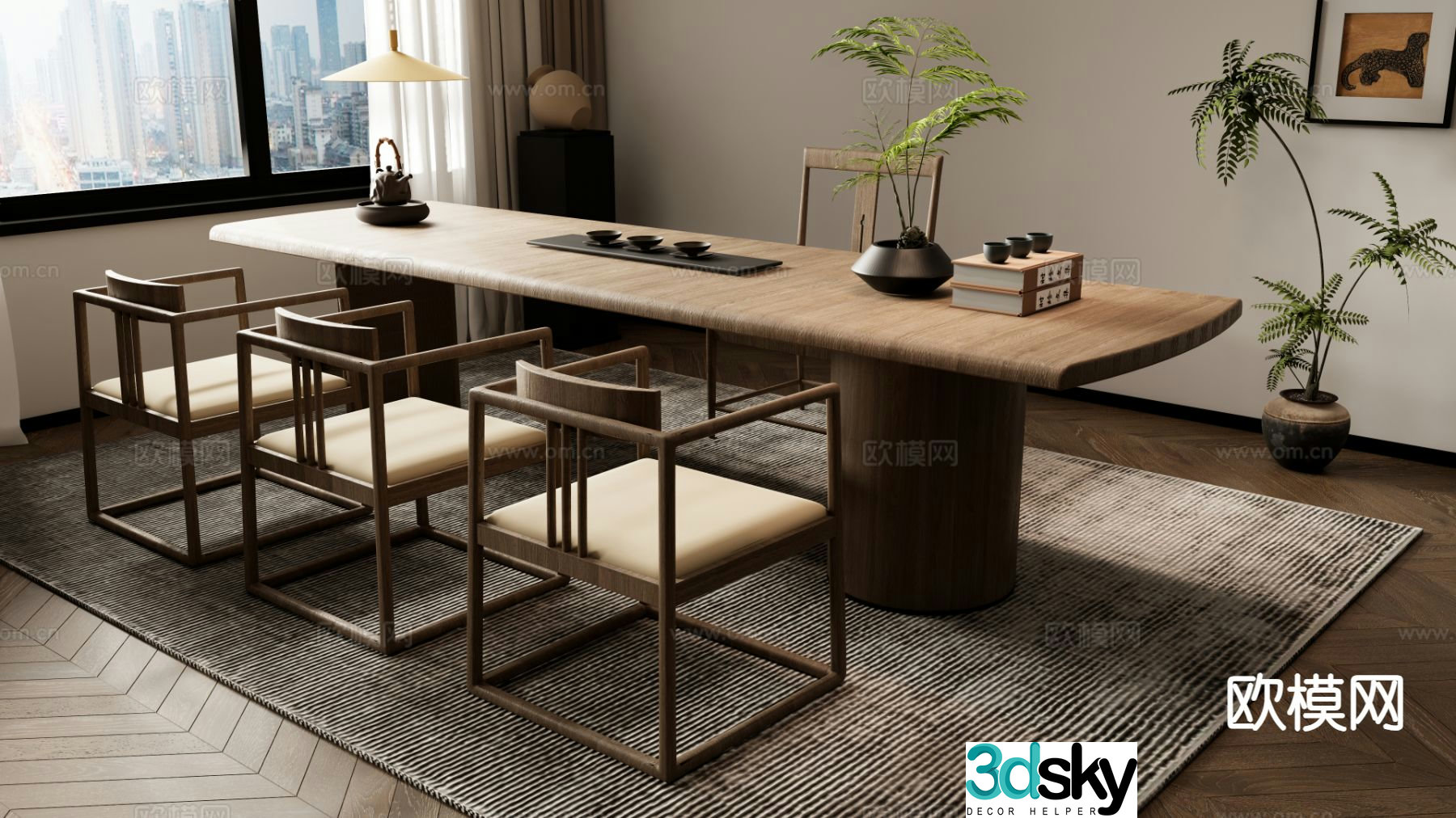 New Chinese style tea table tea table 3d model