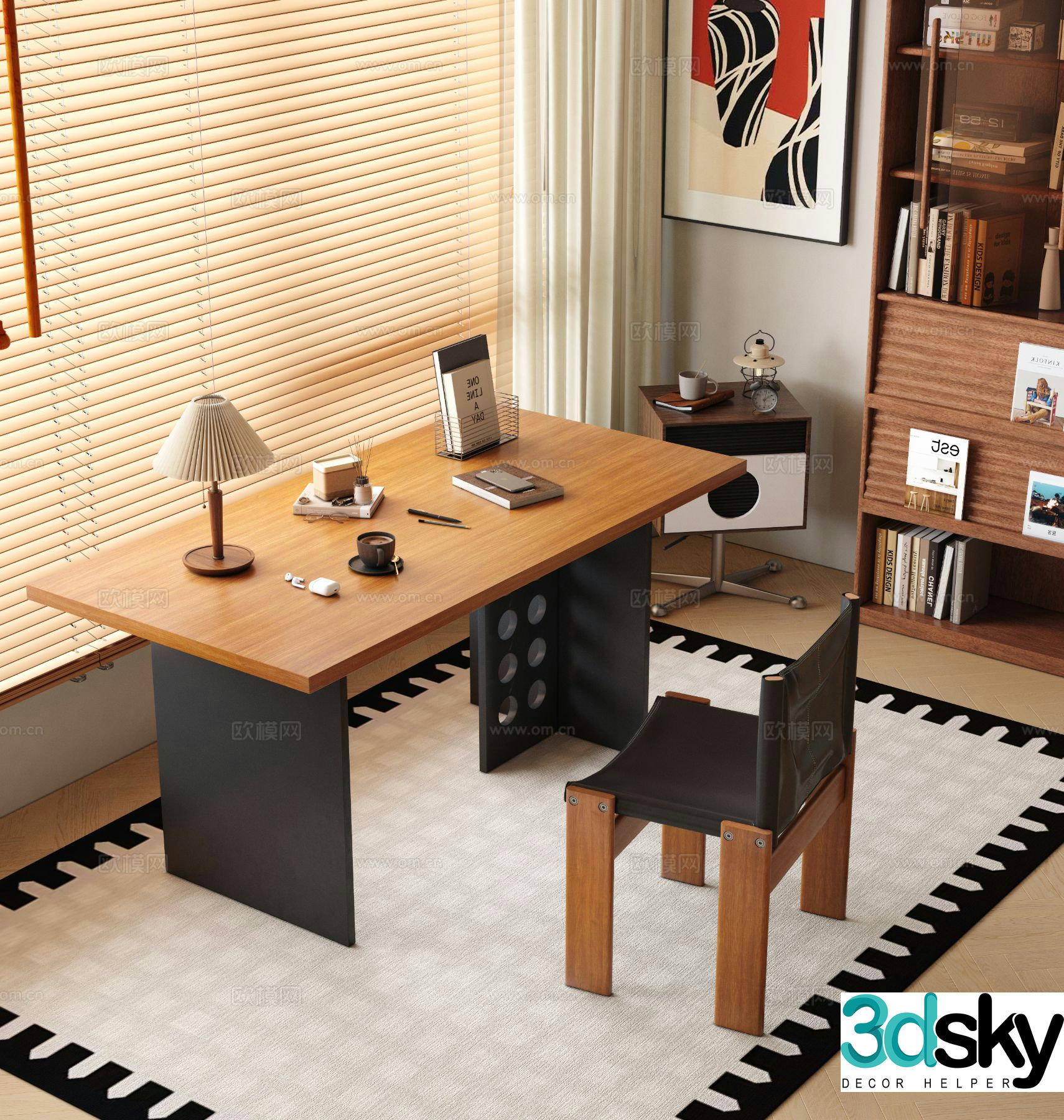 Medieval style desk and chair finished desk desk 3D model
