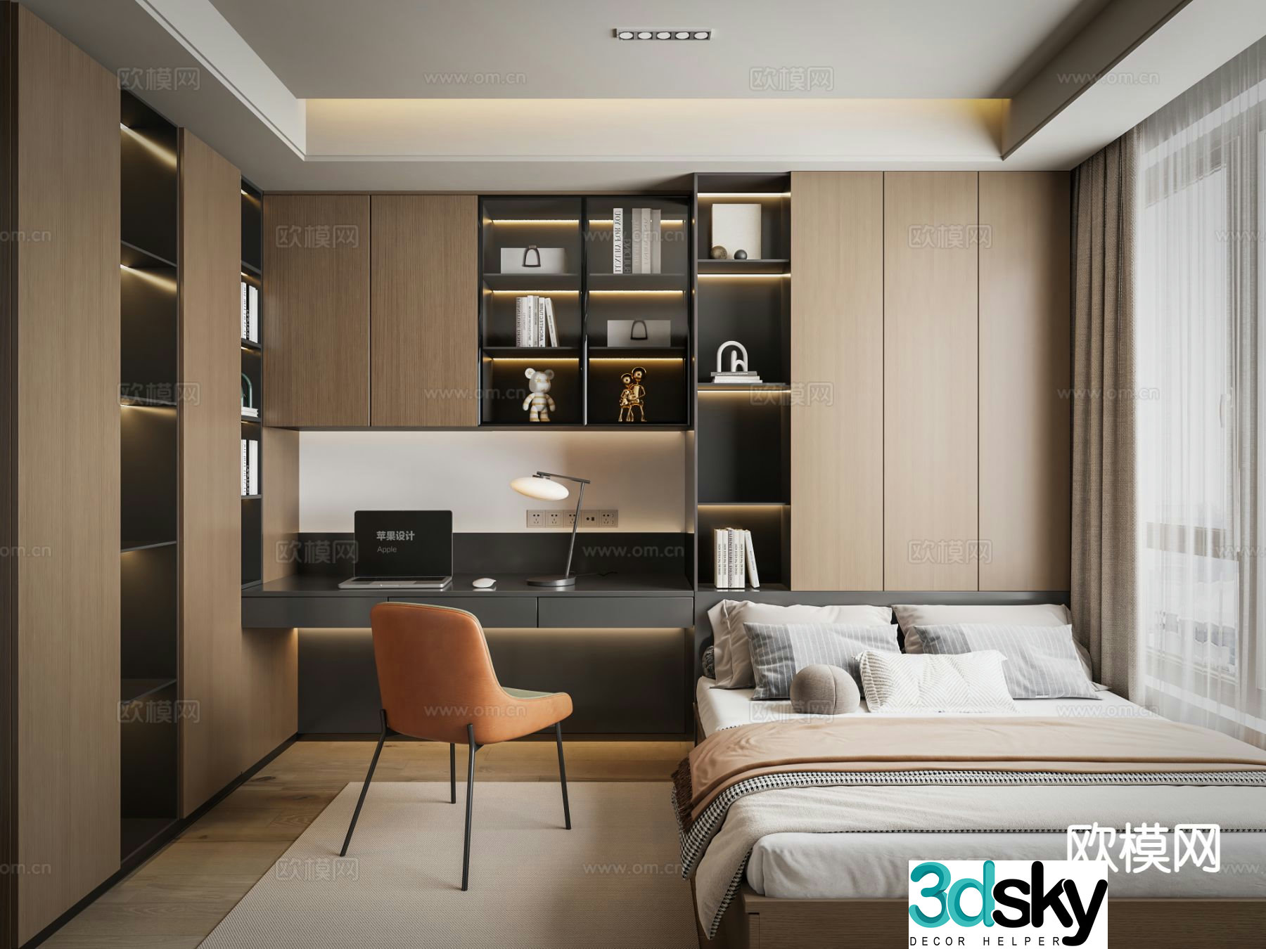 Modern tatami bedroom 3d model