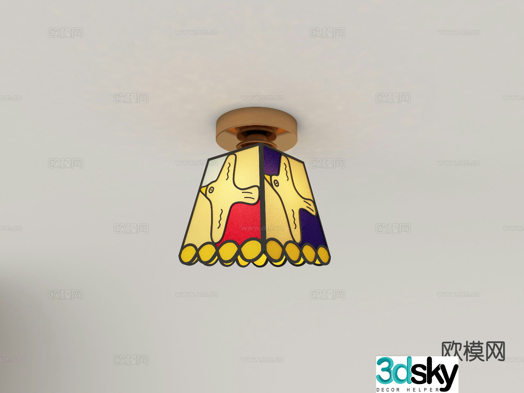 Nanyang retro ceiling lamp aisle lamp 3D model