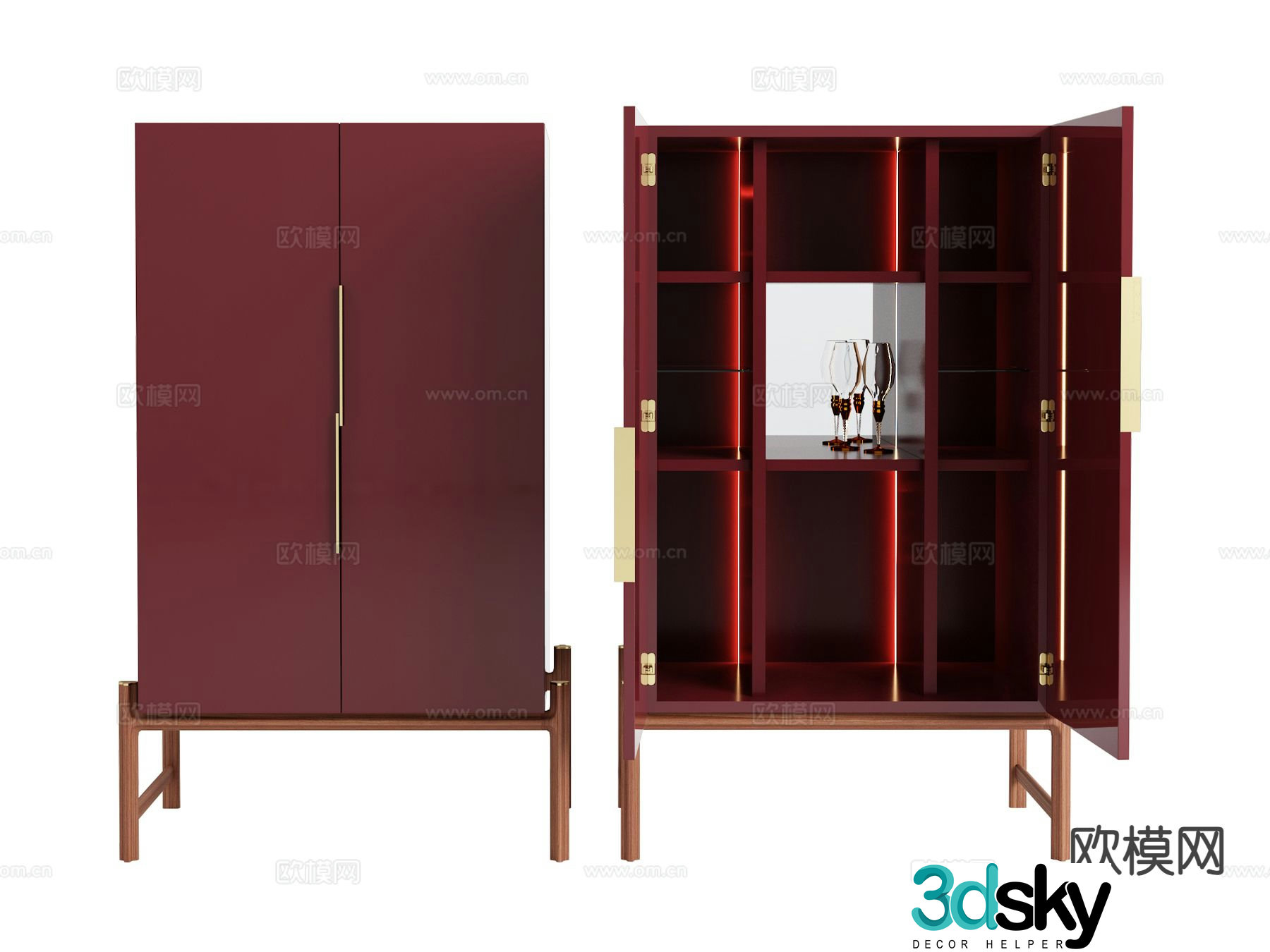 visionnaire Italian light luxury wine cabinet 3D model