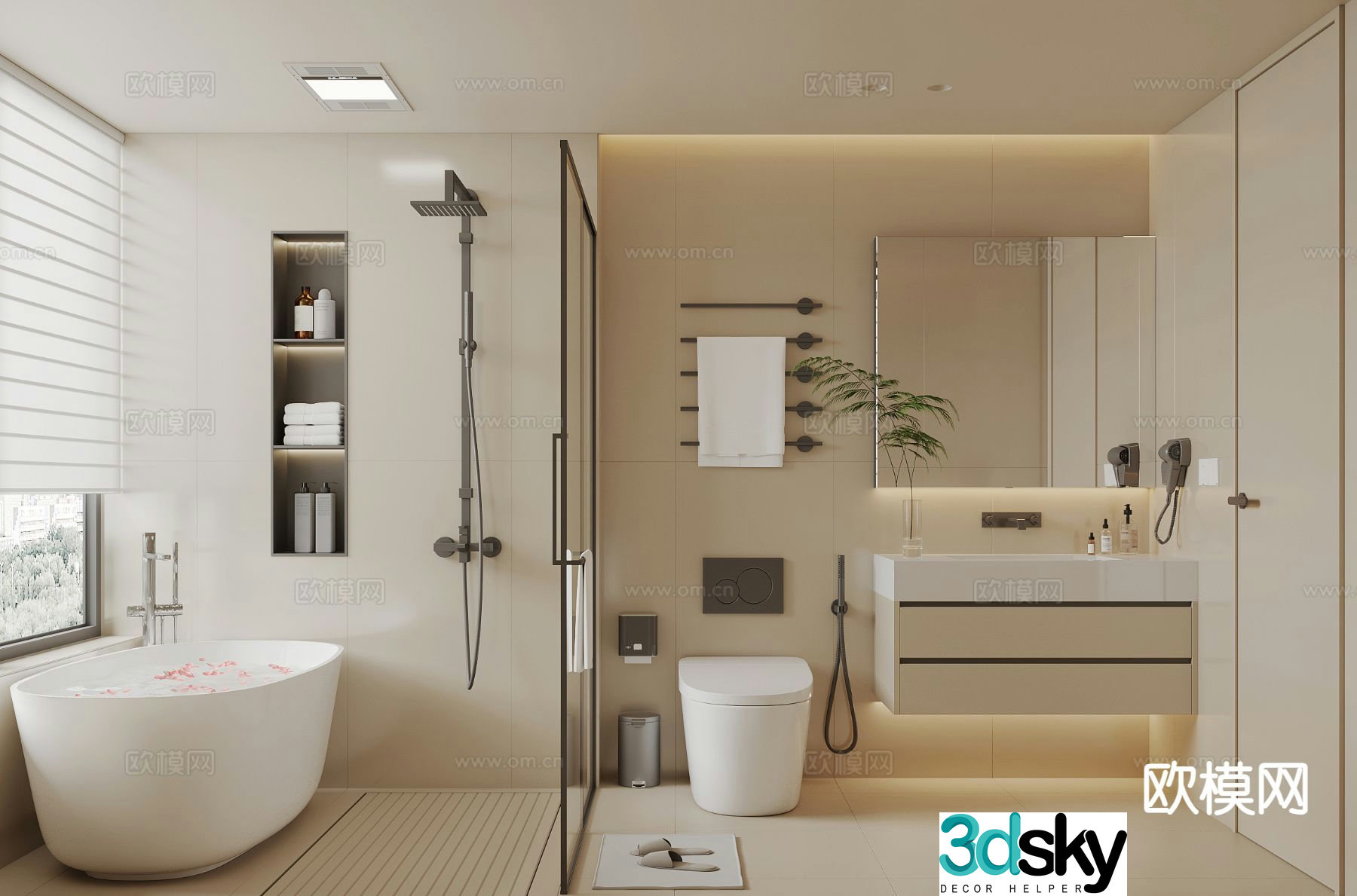Cream style bathroom bathroom master bathroom 3d model
