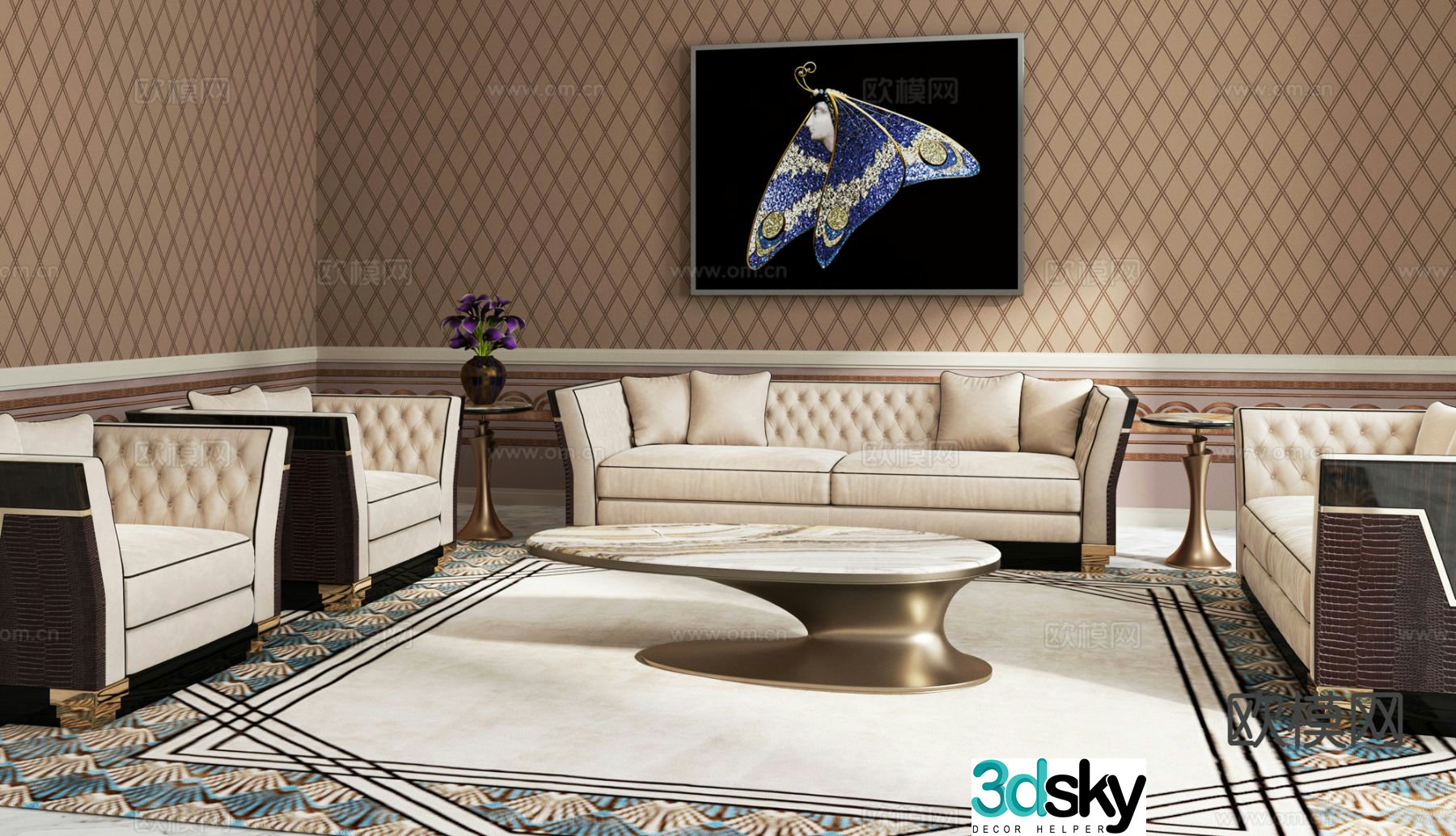 visionnaire italian sectional sofa 3d model