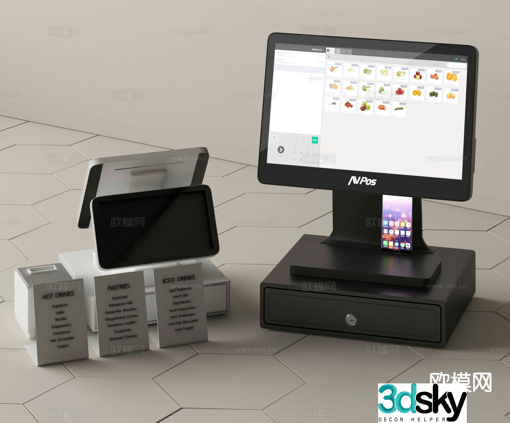 Cash register, cashier, code scanner, toll machine 3D model