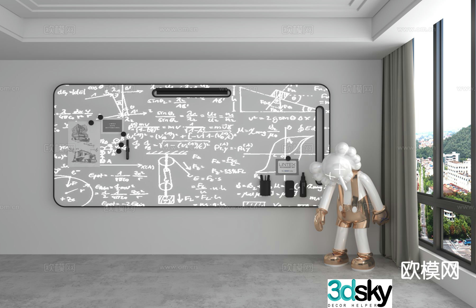Office whiteboard note board writing pad 3d model