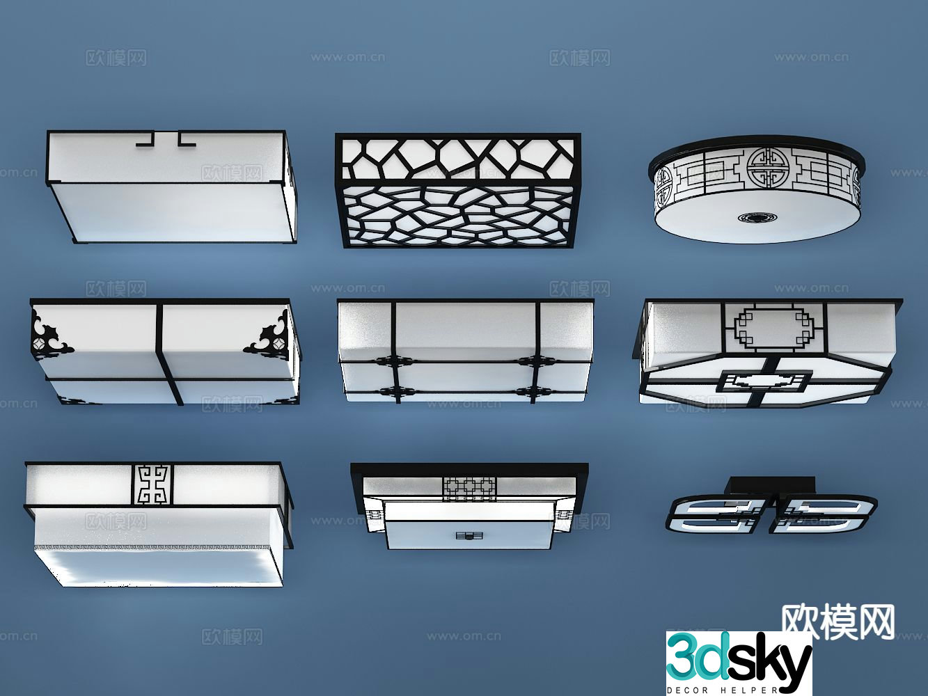 New Chinese style ceiling lamp art lamp 3d model