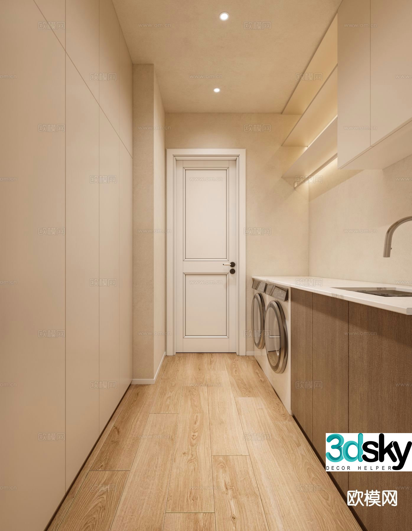 Modern laundry room washing machine cabinet 3d model