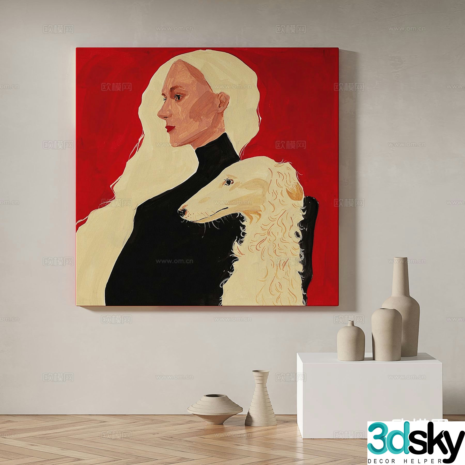 Modern art painting texture painting decorative painting 3d model