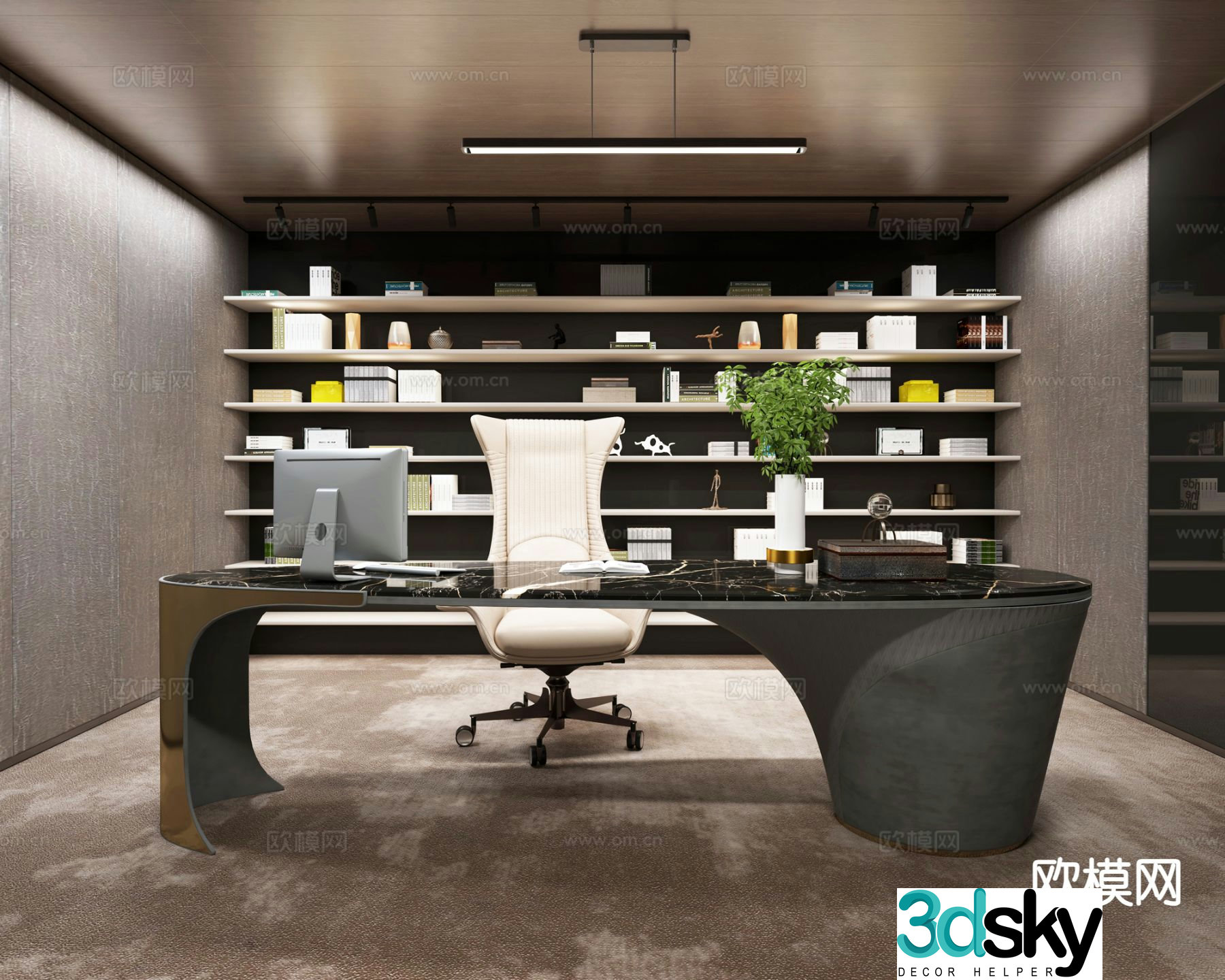 visionnaire italian desk boss table 3d model