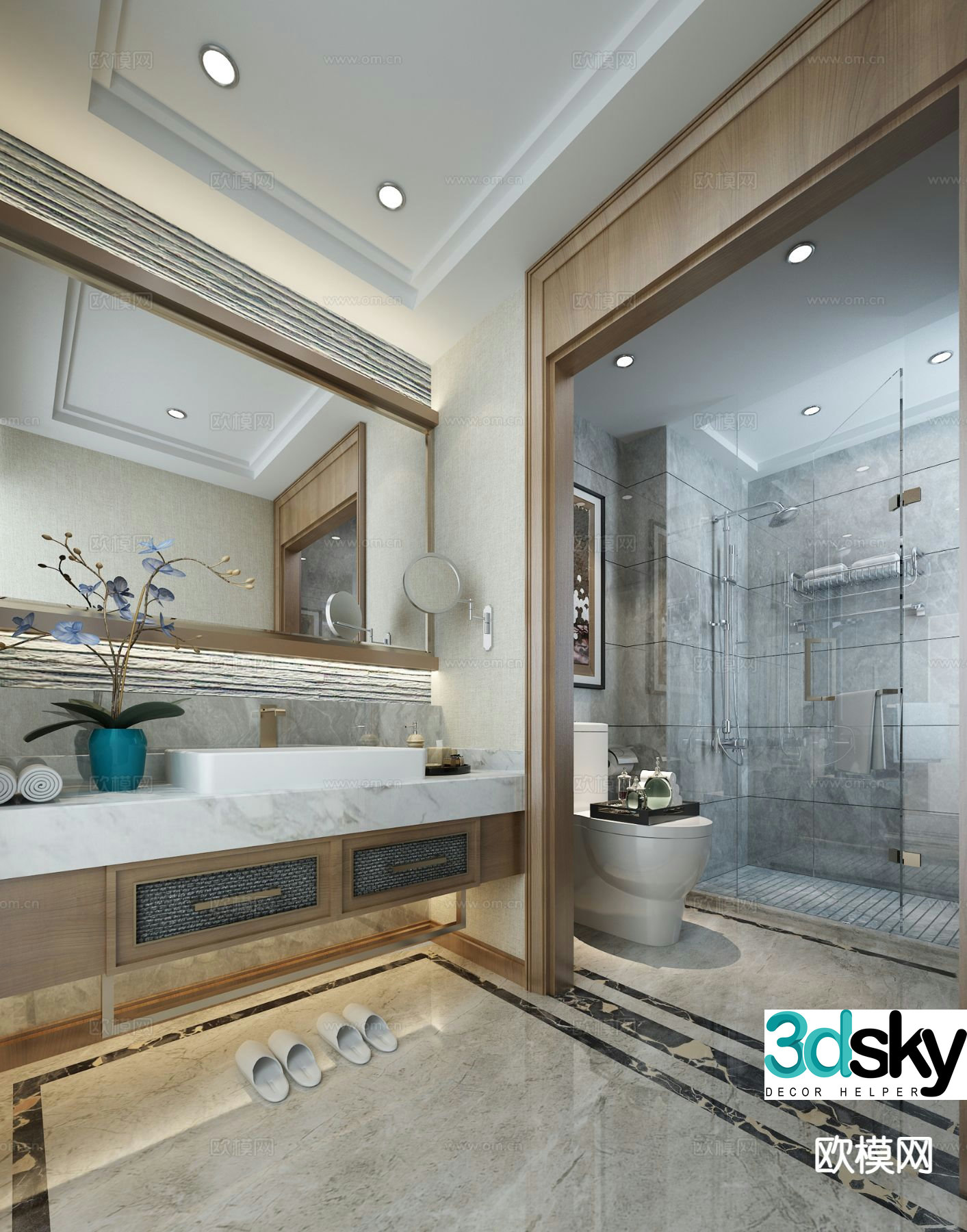 New Chinese style bathroom shower room bathroom 3d model