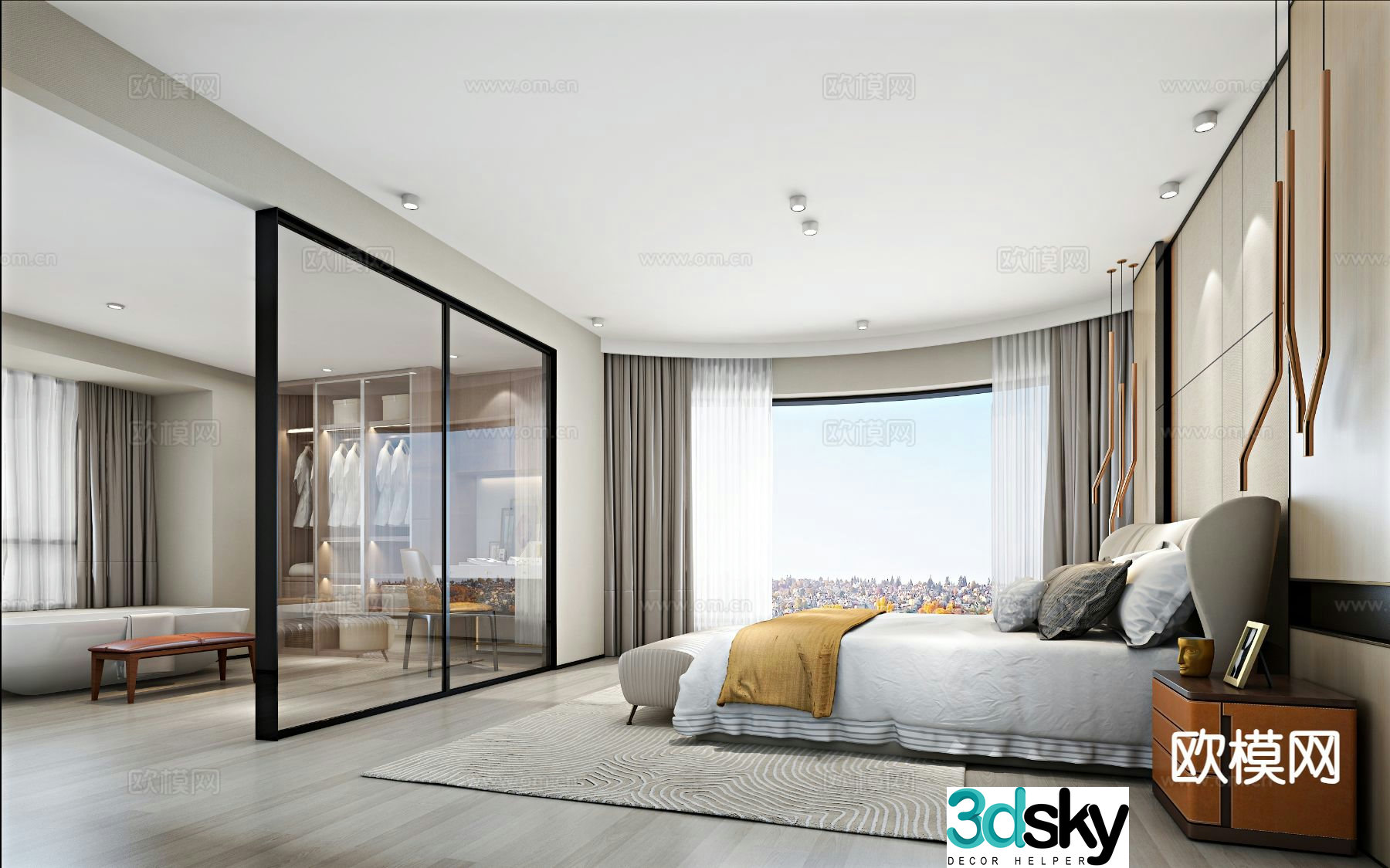Modern master bedroom master room dressing room 3d model
