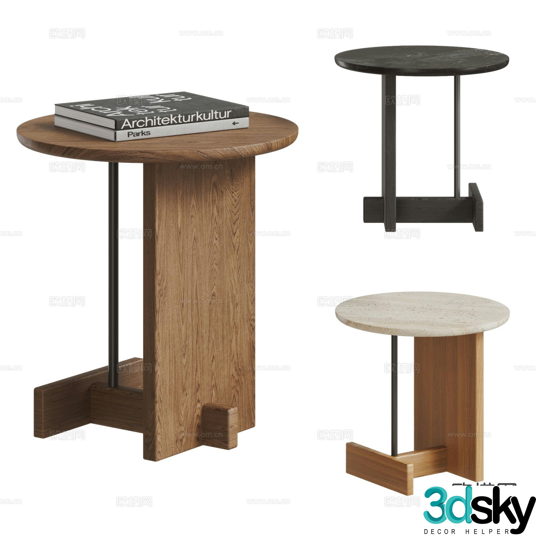 Nordic side table corner table round table 3D model