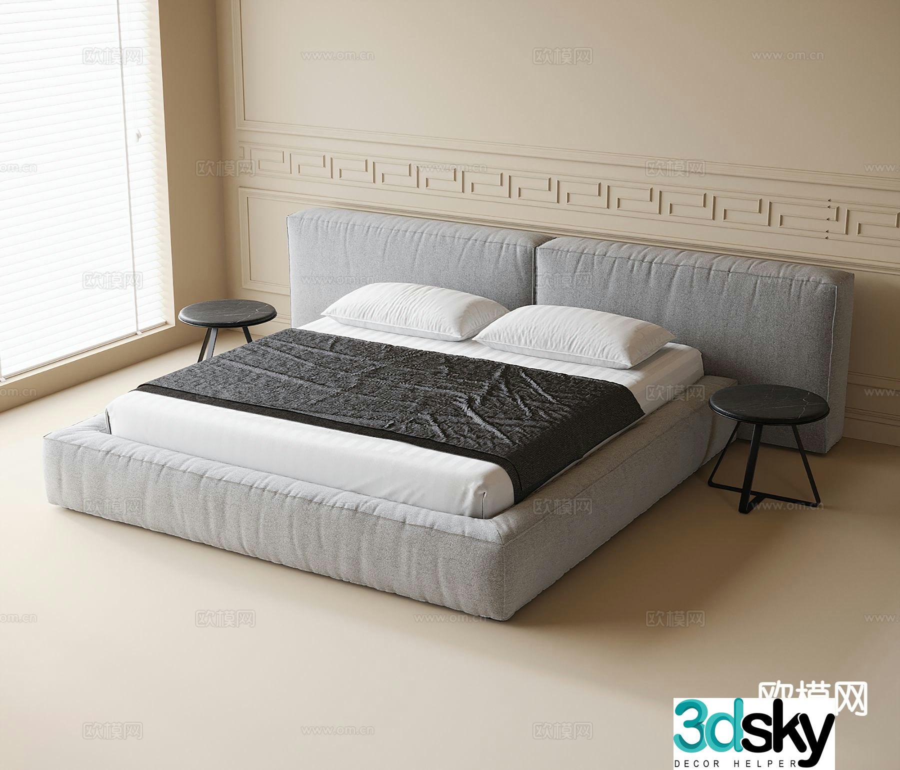 Modern double bed 3d model