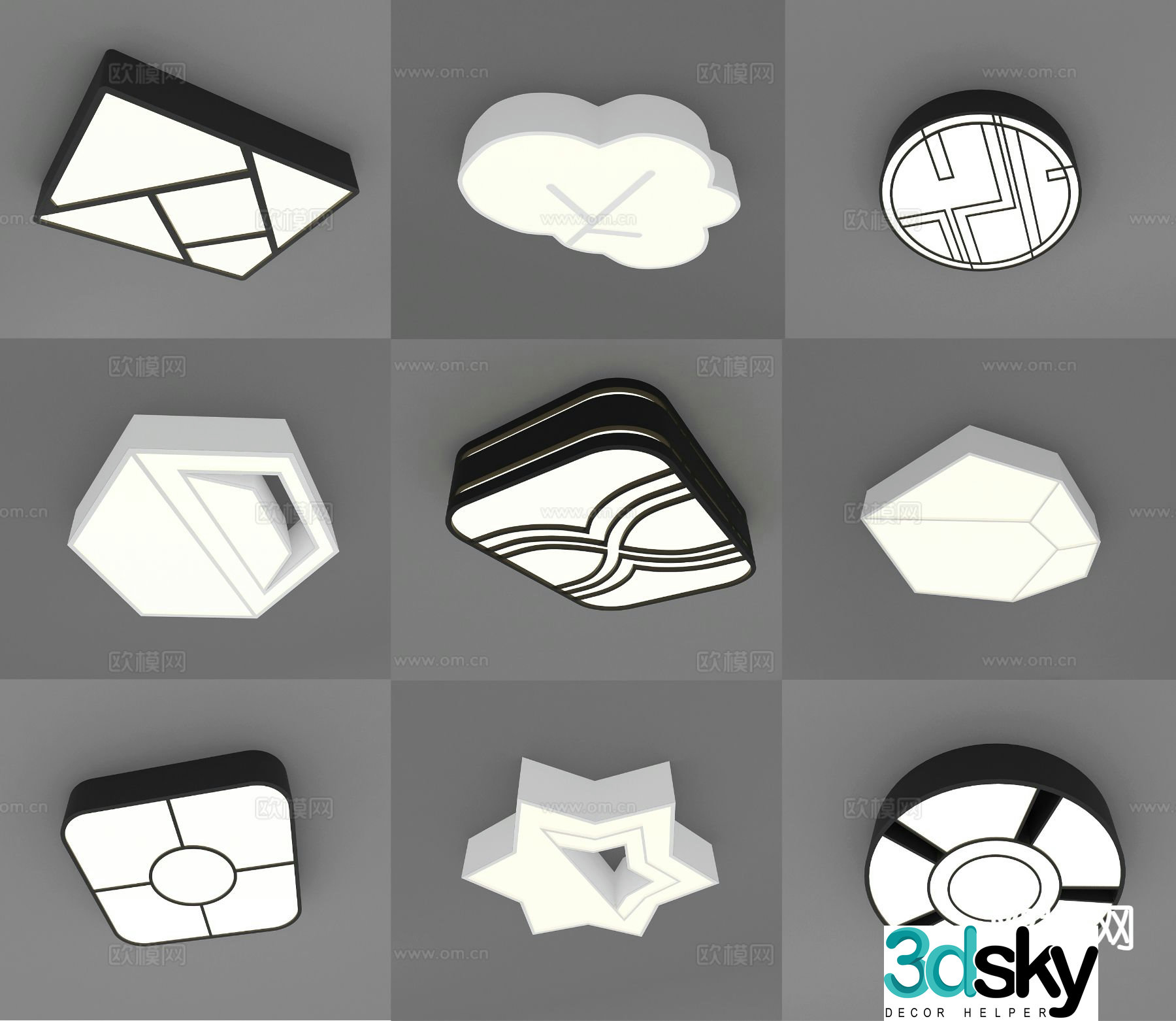 Modern geometric ceiling lamp 3d model