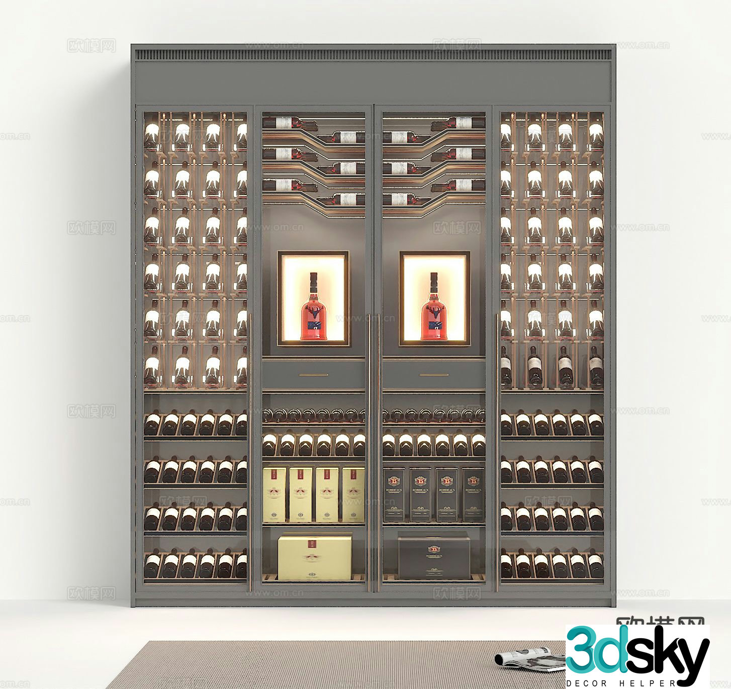 Modern wine cabinet wine cabinet wall 3d model