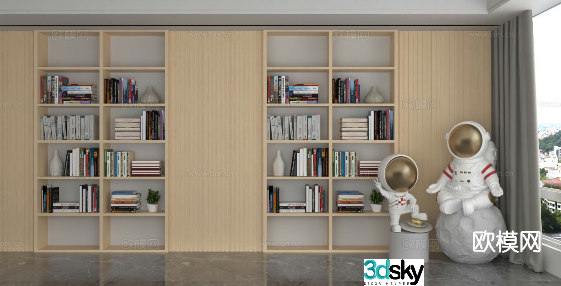 Modern bookcase bookshelf 3d model
