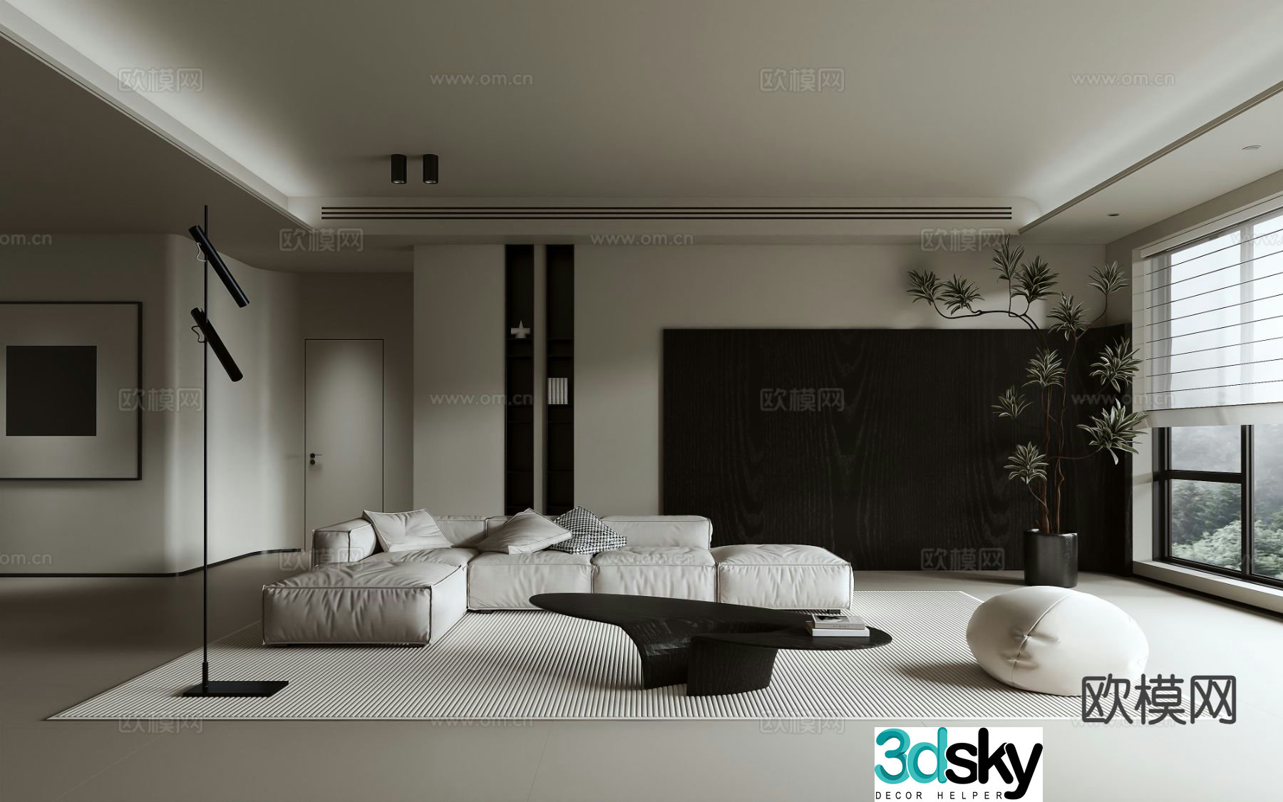 Premium gray living room 3d model