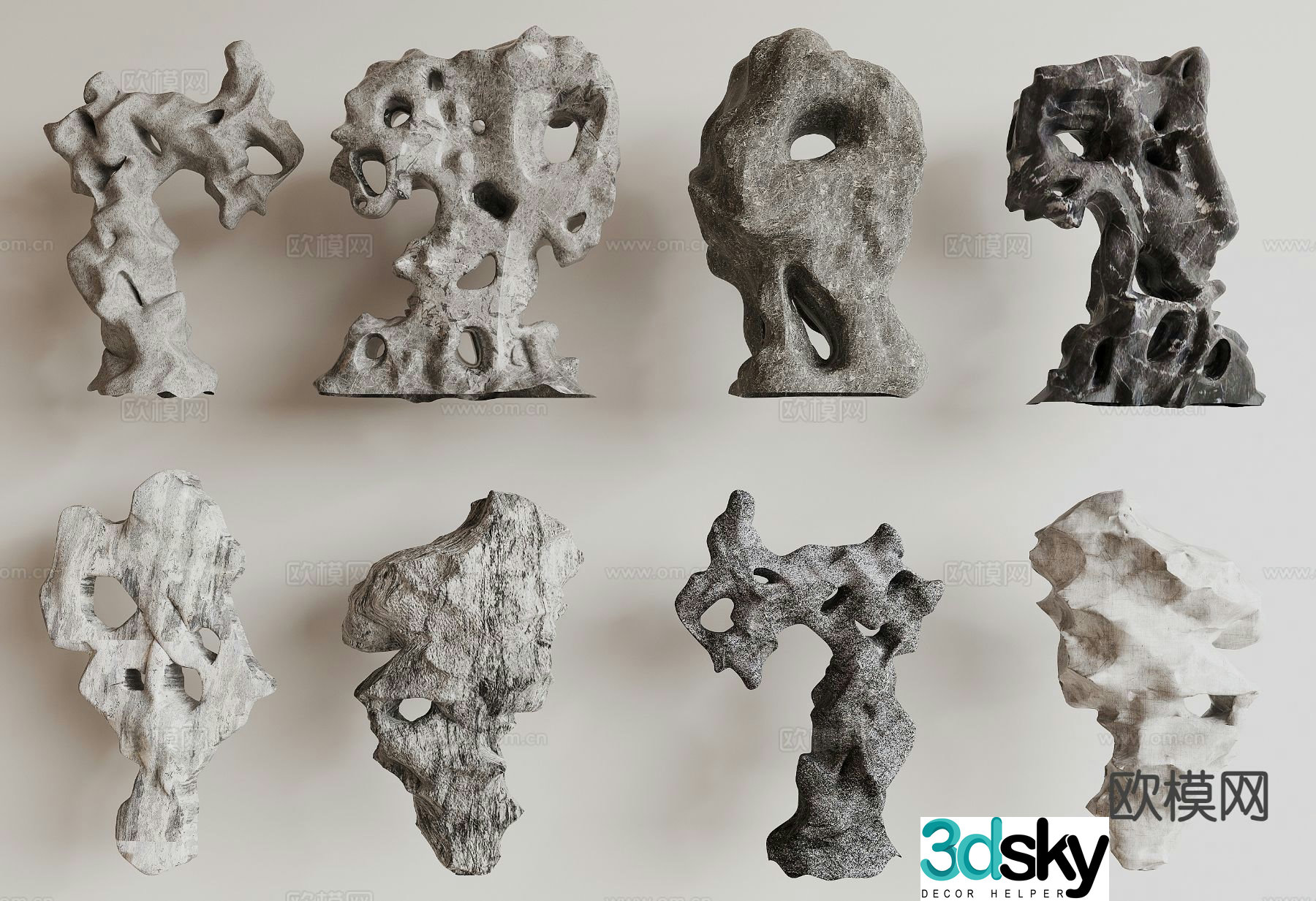 New Chinese style Taihu stone landscape stone 3D model