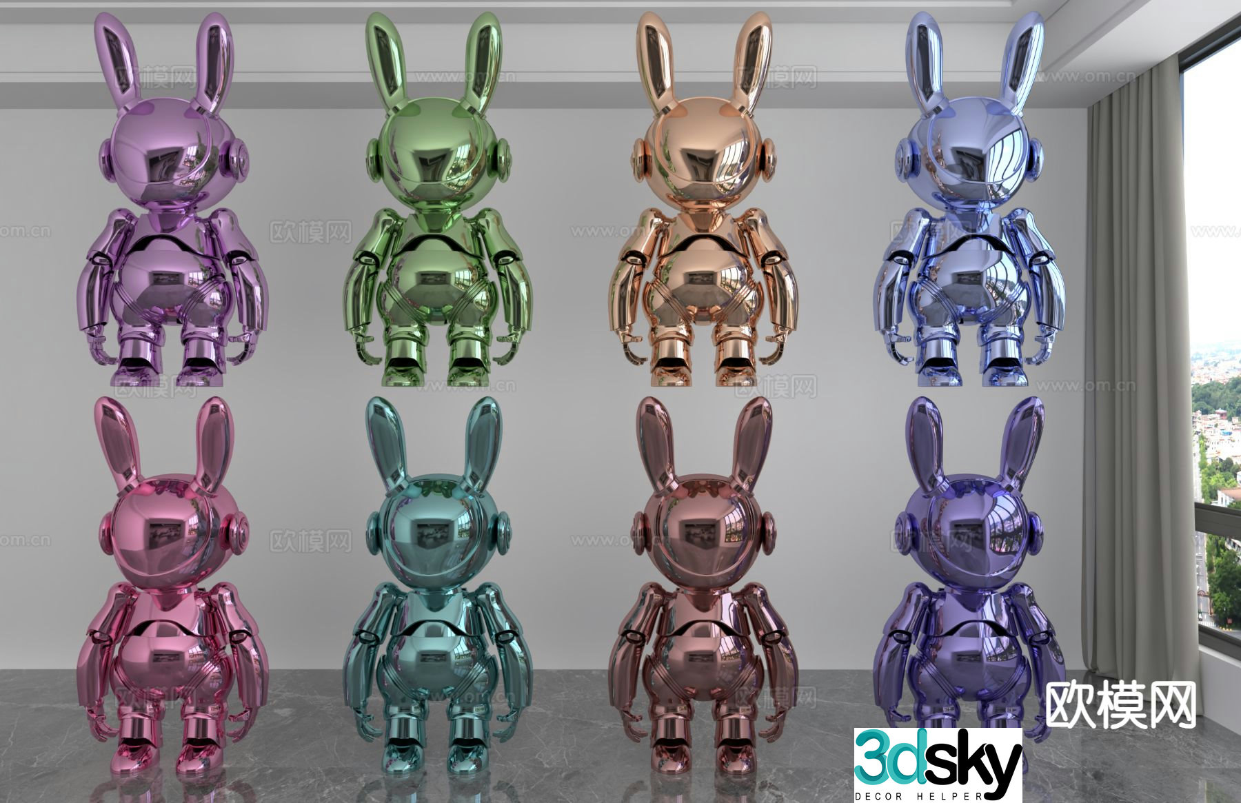 Space Rabbit Trendy Toys Dolls Doll Ornaments 3D Model