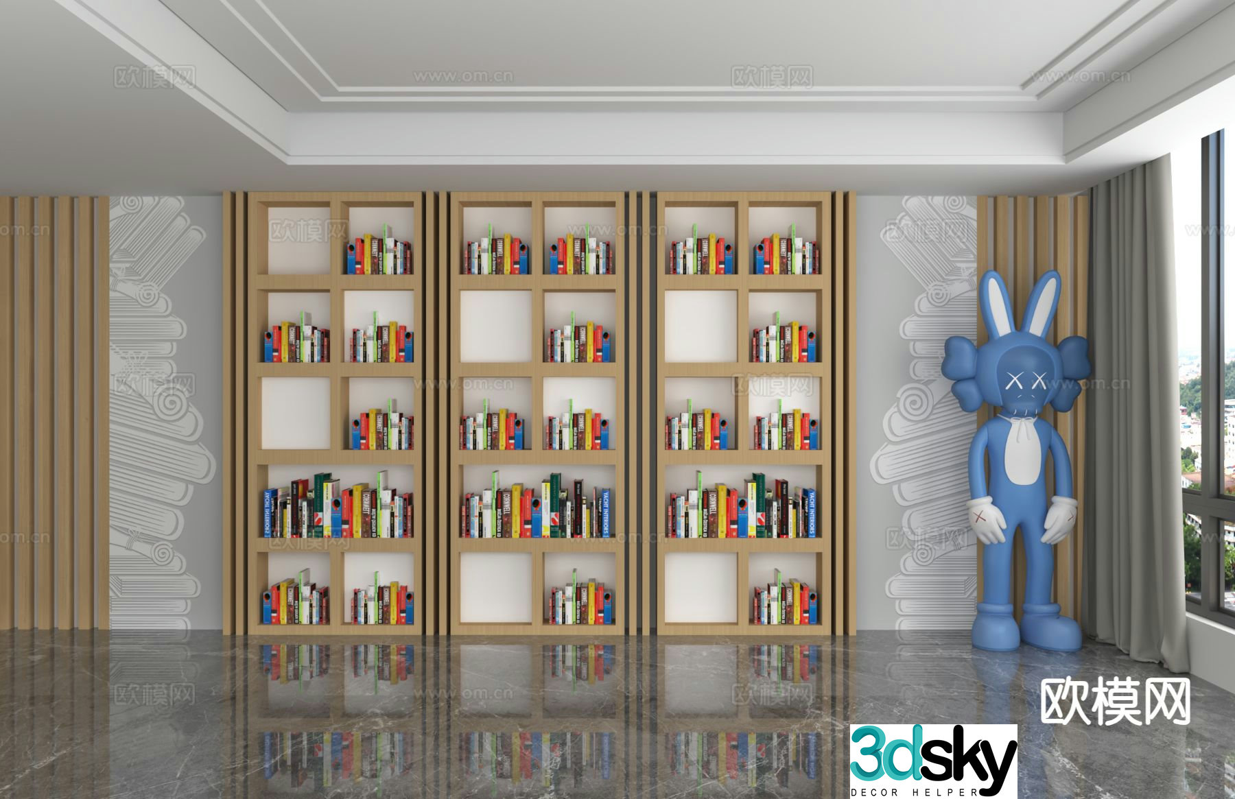 Modern bookcase display cabinet 3d model