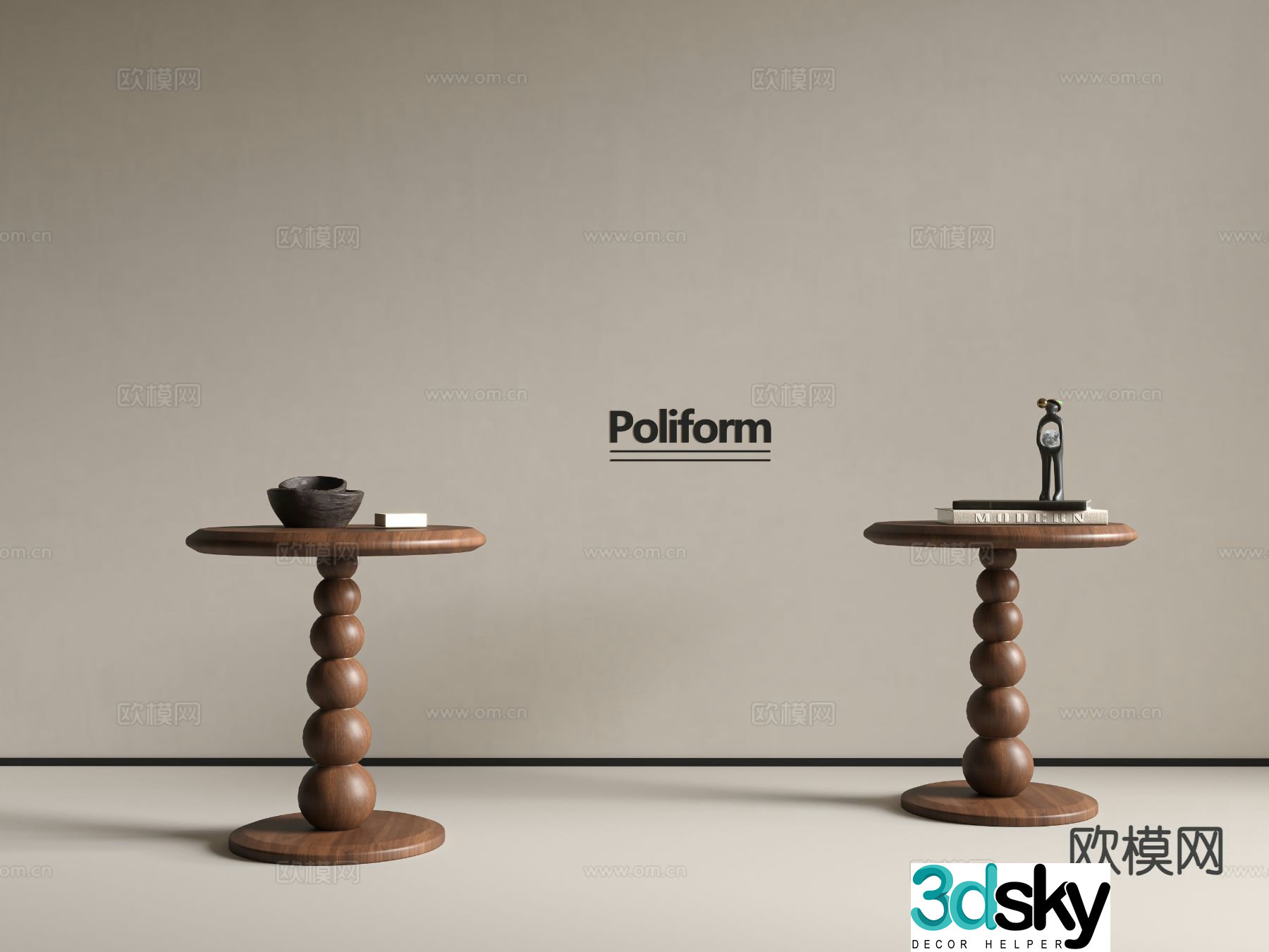Medieval style side table corner table small coffee table 3D model