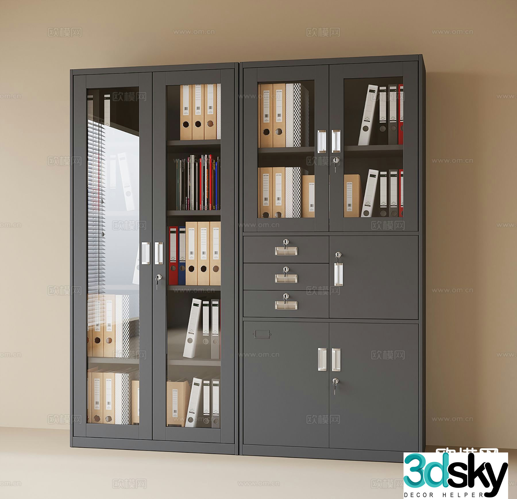 Modern file cabinet information cabinet bookcase 3d model