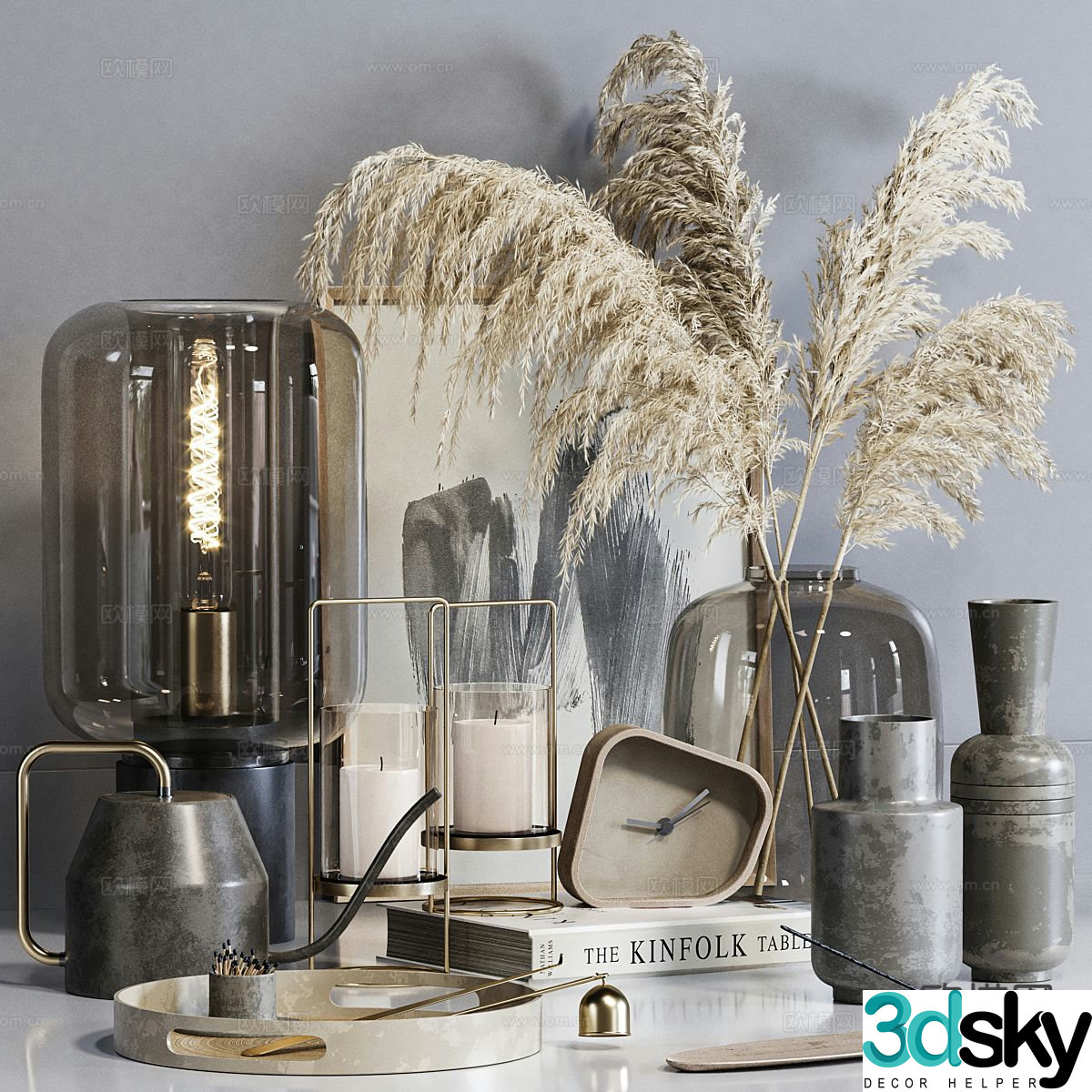 Modern decorative ornaments vase books 3d model
