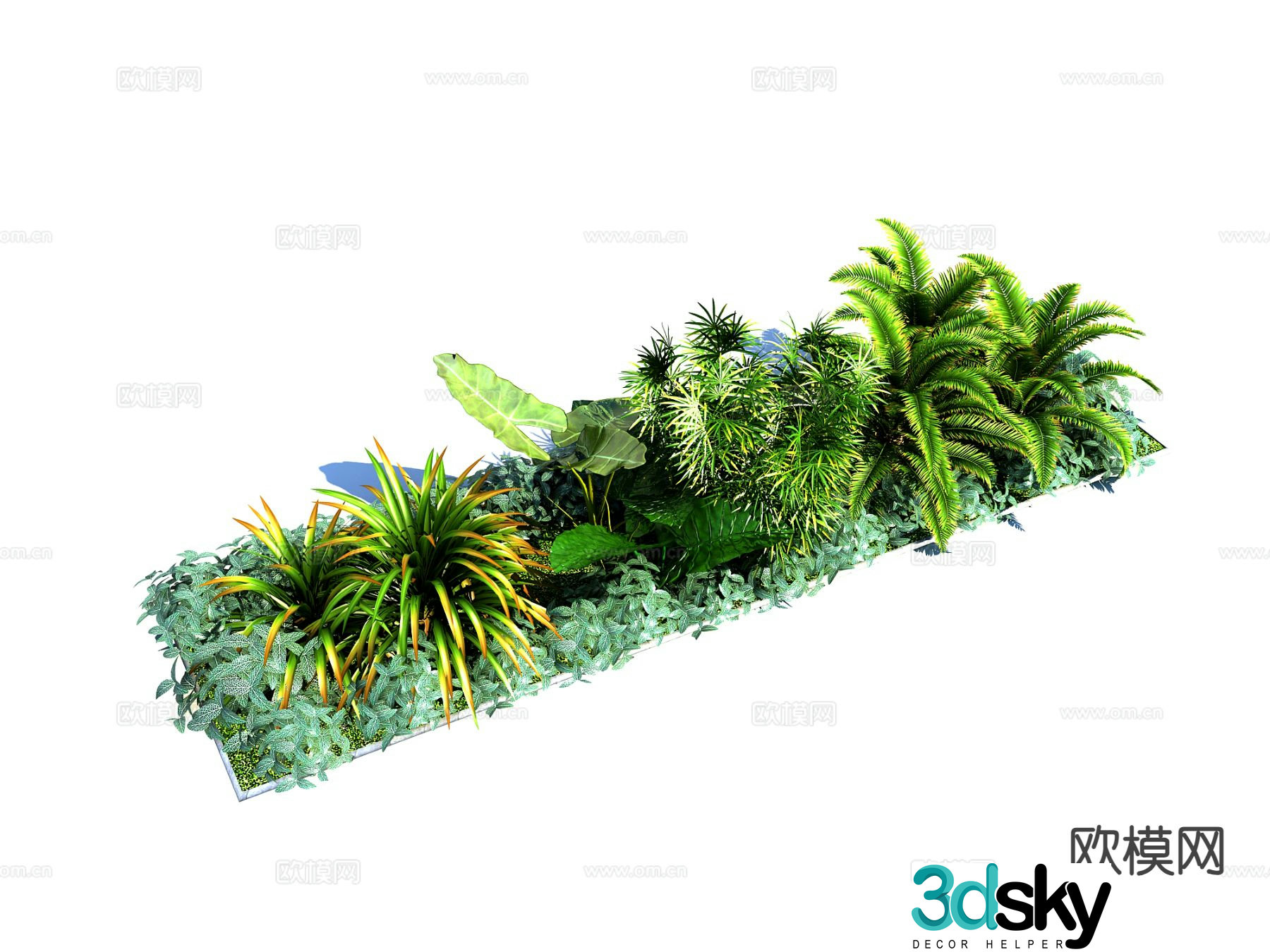 Modern landscape plants shrubs dripping Guanyin landscape sketch 3D model